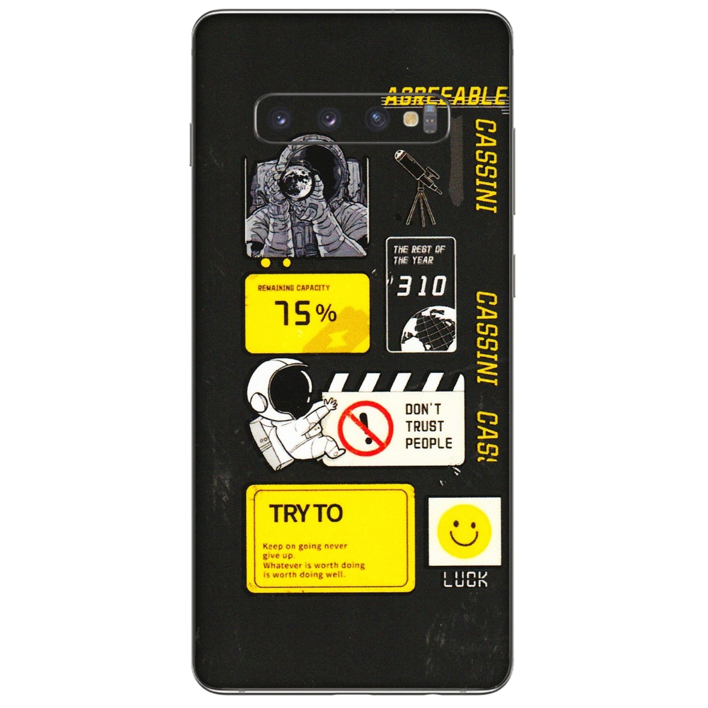 Samsung A/S Series Phone Skins (All Models) - Black Cassini - 3D Embossed Finish (L-161) Samsung Galaxy S10 Plus