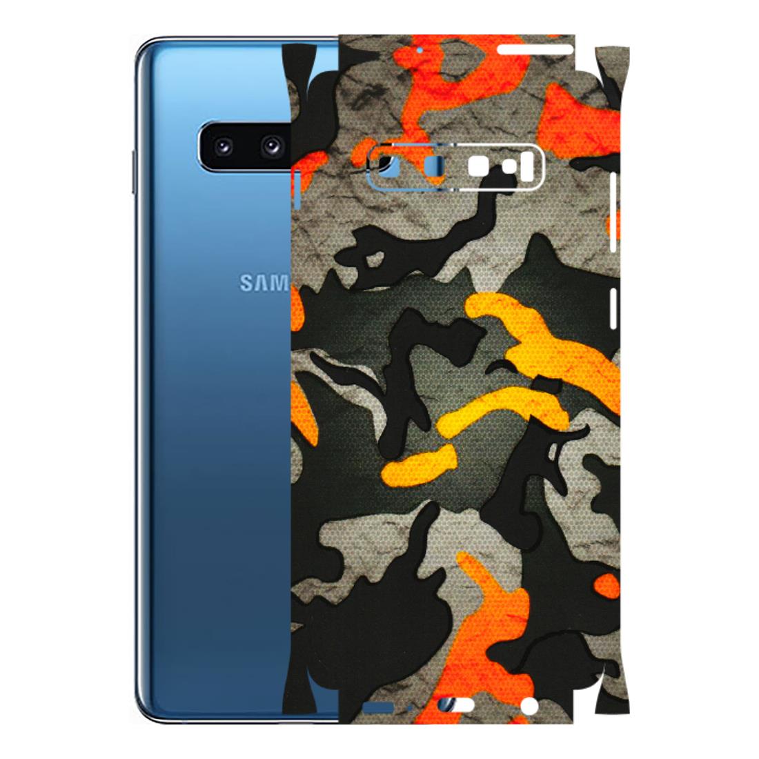 Samsung A/S Series Phone Skins (All Models) - Orange Camouflage - 3D Embossed Finish (L-204) Samsung Galaxy S10 Plus