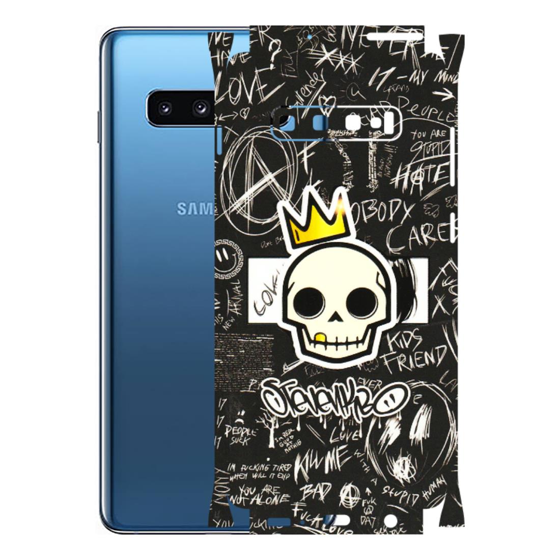 Samsung A/S Series Phone Skins (All Models) - Funny Skull Black Chalk Grafitti - 3D Embossed Finish (L-22) Samsung Galaxy S10 Plus