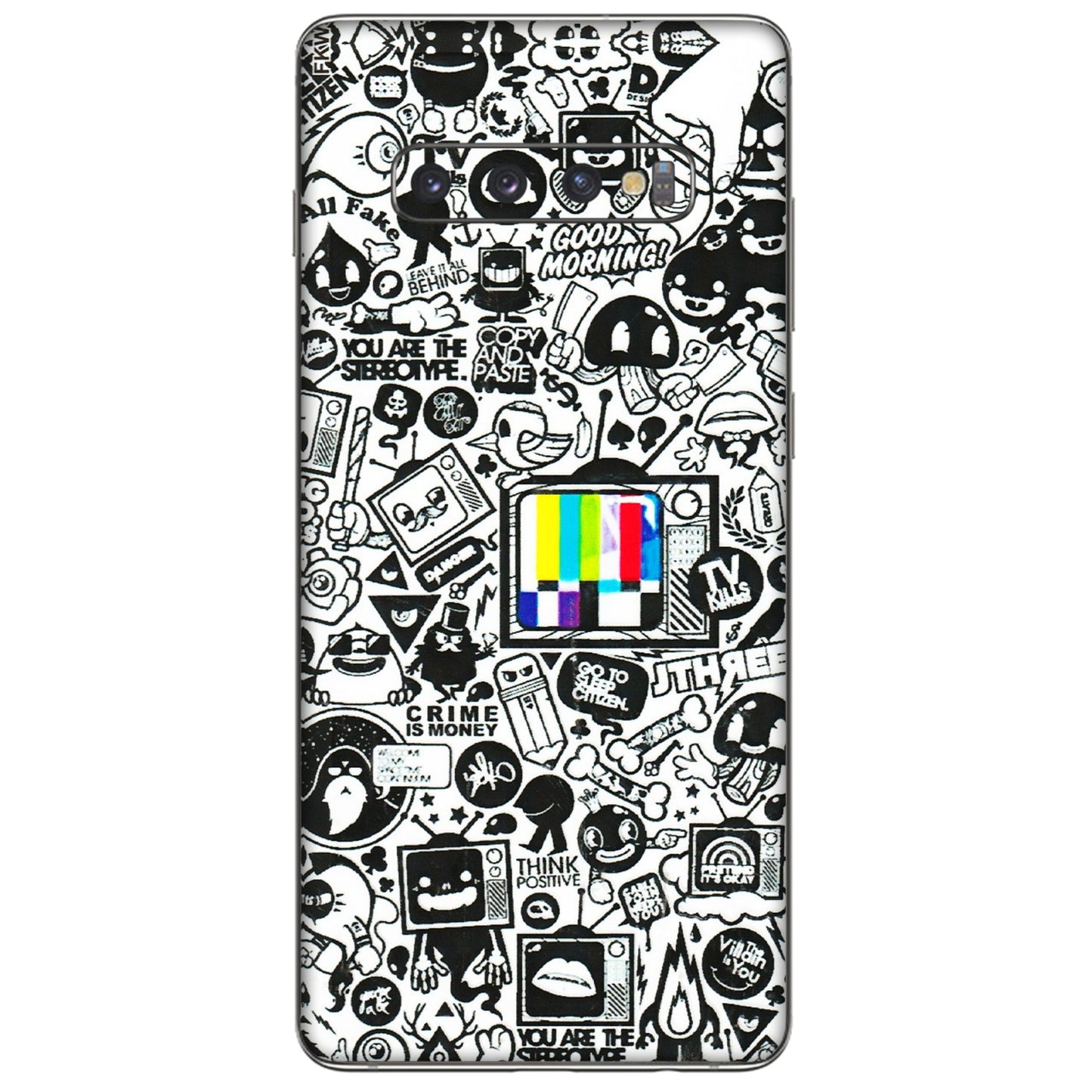 Samsung A/S Series Phone Skins (All Models) - Doodles Positive Art - 3D Embossed Finish (L-263) Samsung Galaxy S10 Plus