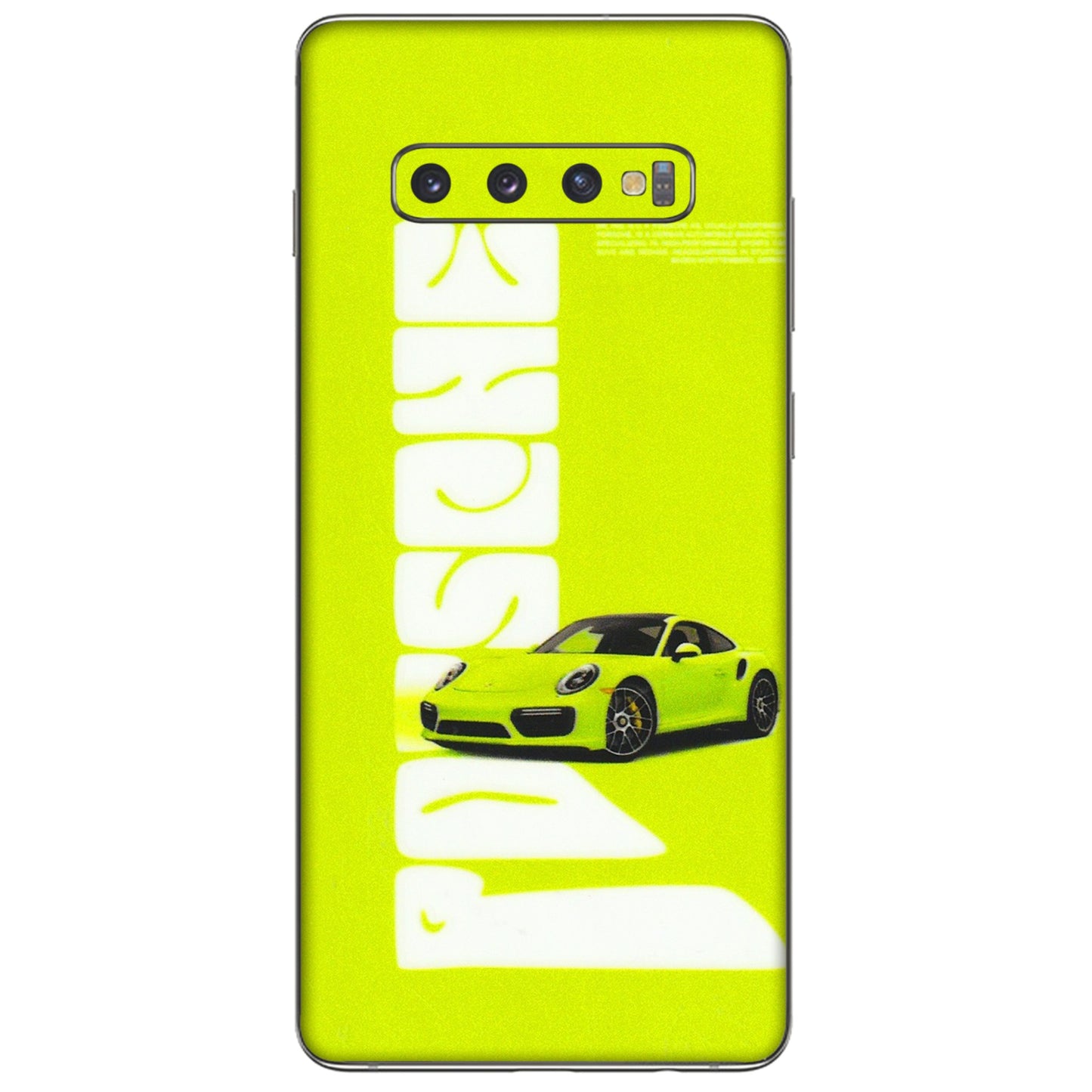 Samsung A/S Series Phone Skins (All Models) - Lime Green Porche - 3D Embossed Finish (L-30) Samsung Galaxy S10 Plus