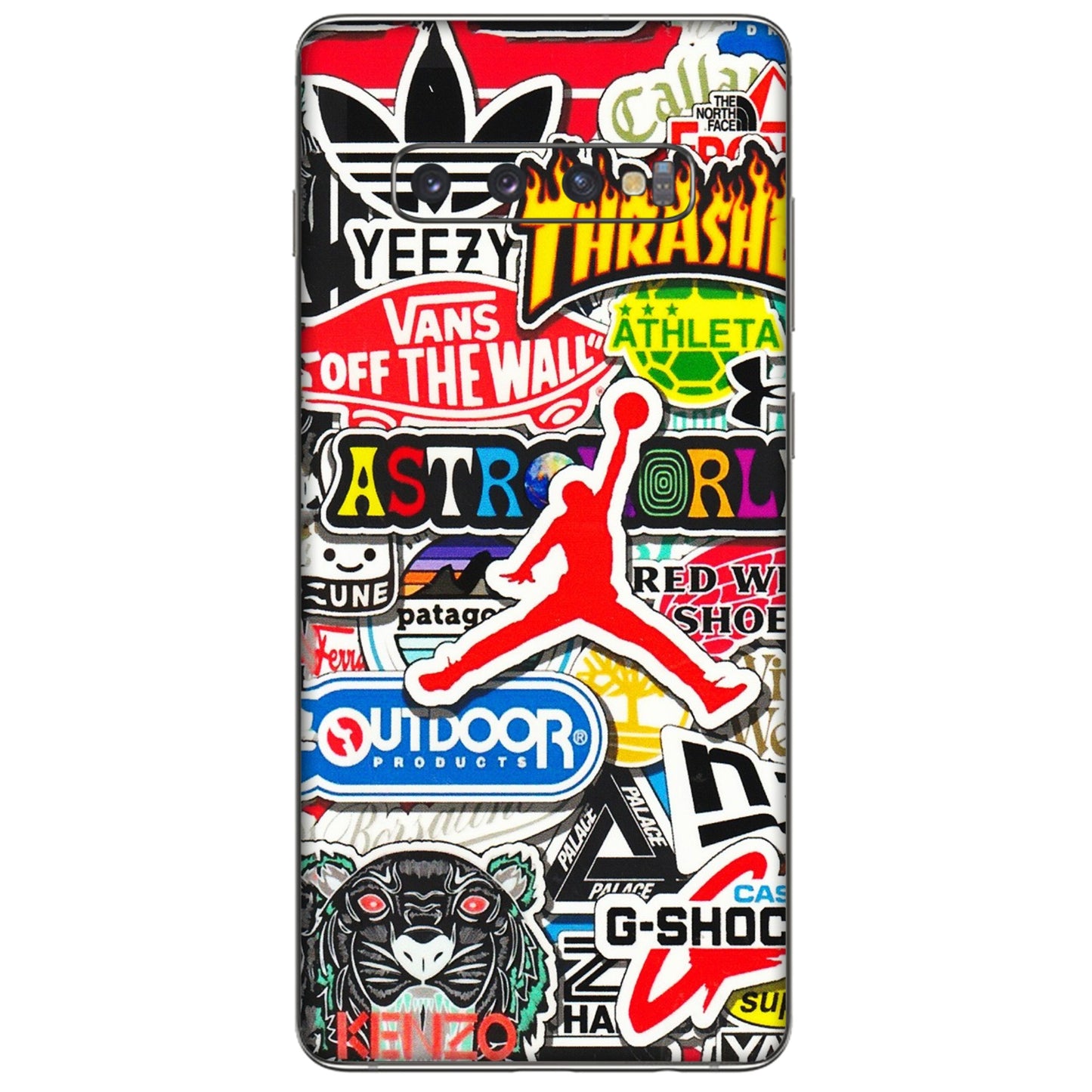 Samsung A/S Series Phone Skins (All Models) - Multi Brands Sticker Graffiti - 3D Embossed Finish (L-37) Samsung Galaxy S10 Plus