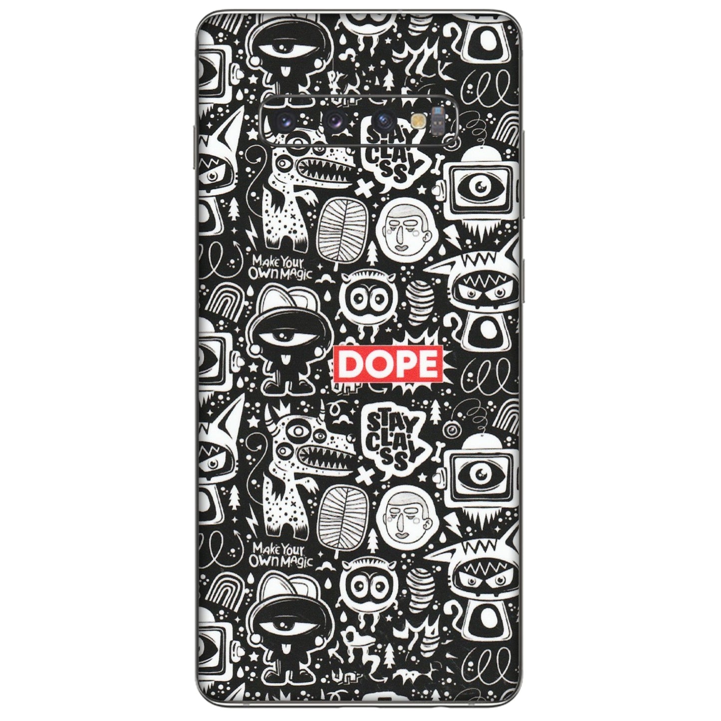 Samsung A/S Series Phone Skins (All Models) - Dope Stay Classy Black Doodles - Matte Finish (M-126) Samsung Galaxy S10 Plus