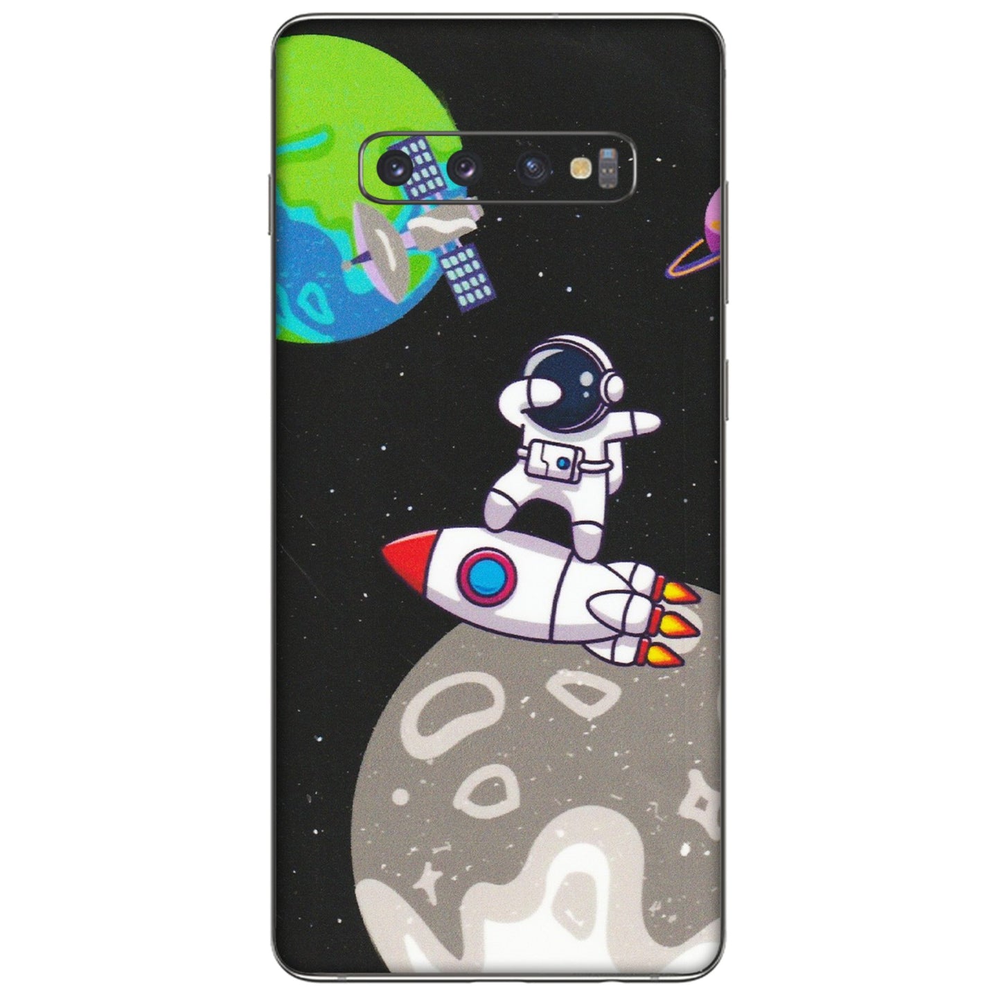 Samsung A/S Series Phone Skins (All Models) - Astronaut Vibing Toon Running - Matte Finish (M-39) Samsung Galaxy S10 Plus