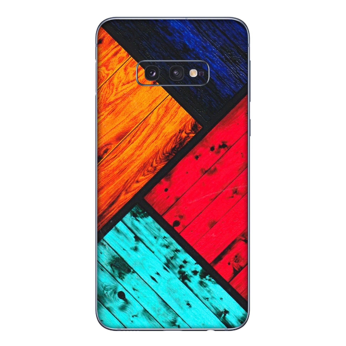 Samsung A/S Series Phone Skins (All Models) - Colourful Wood Panels Abstract - 3D Embossed Finish (L-09) Samsung Galaxy S10E