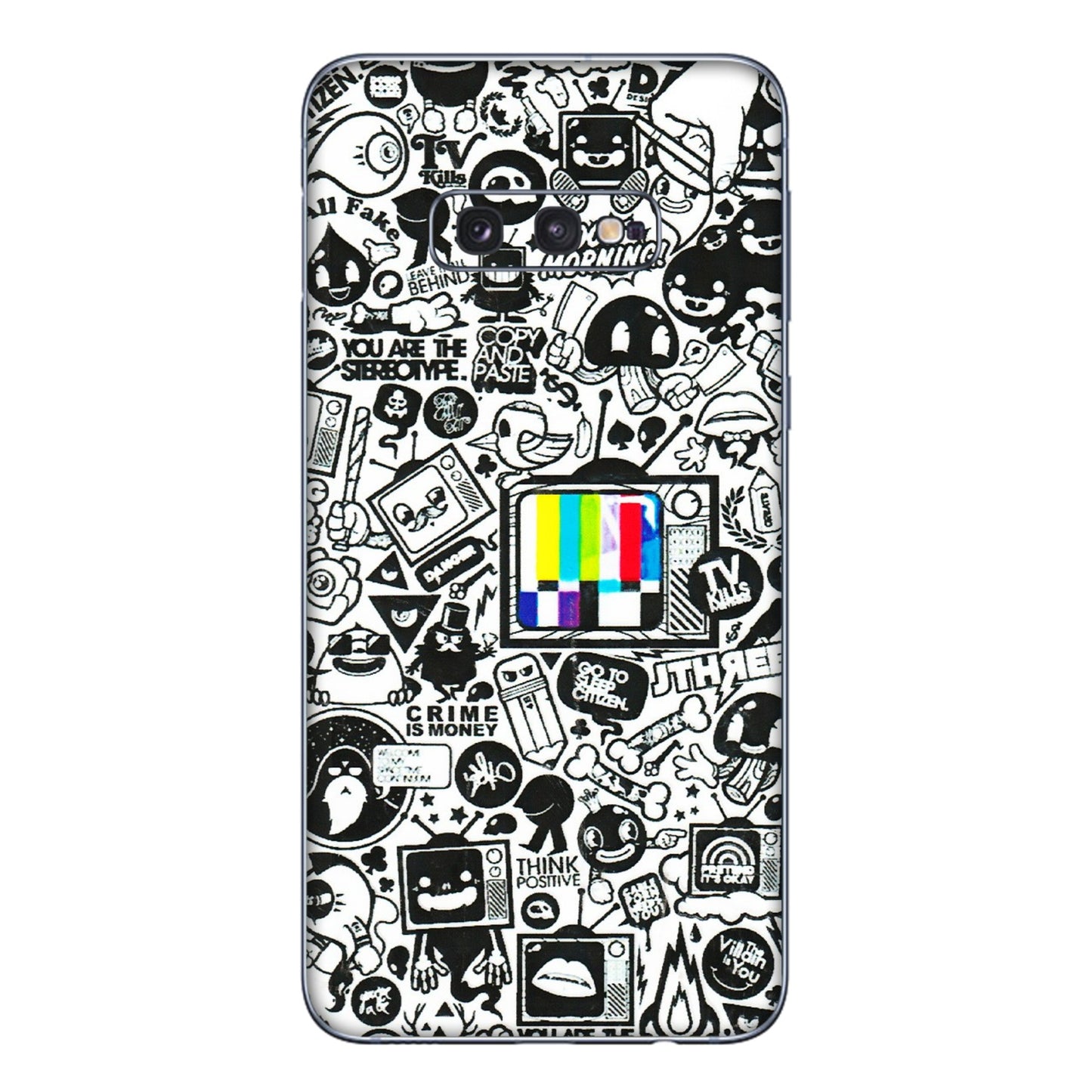 Samsung A/S Series Phone Skins (All Models) - Doodles Positive Art - 3D Embossed Finish (L-263) Samsung Galaxy S10E