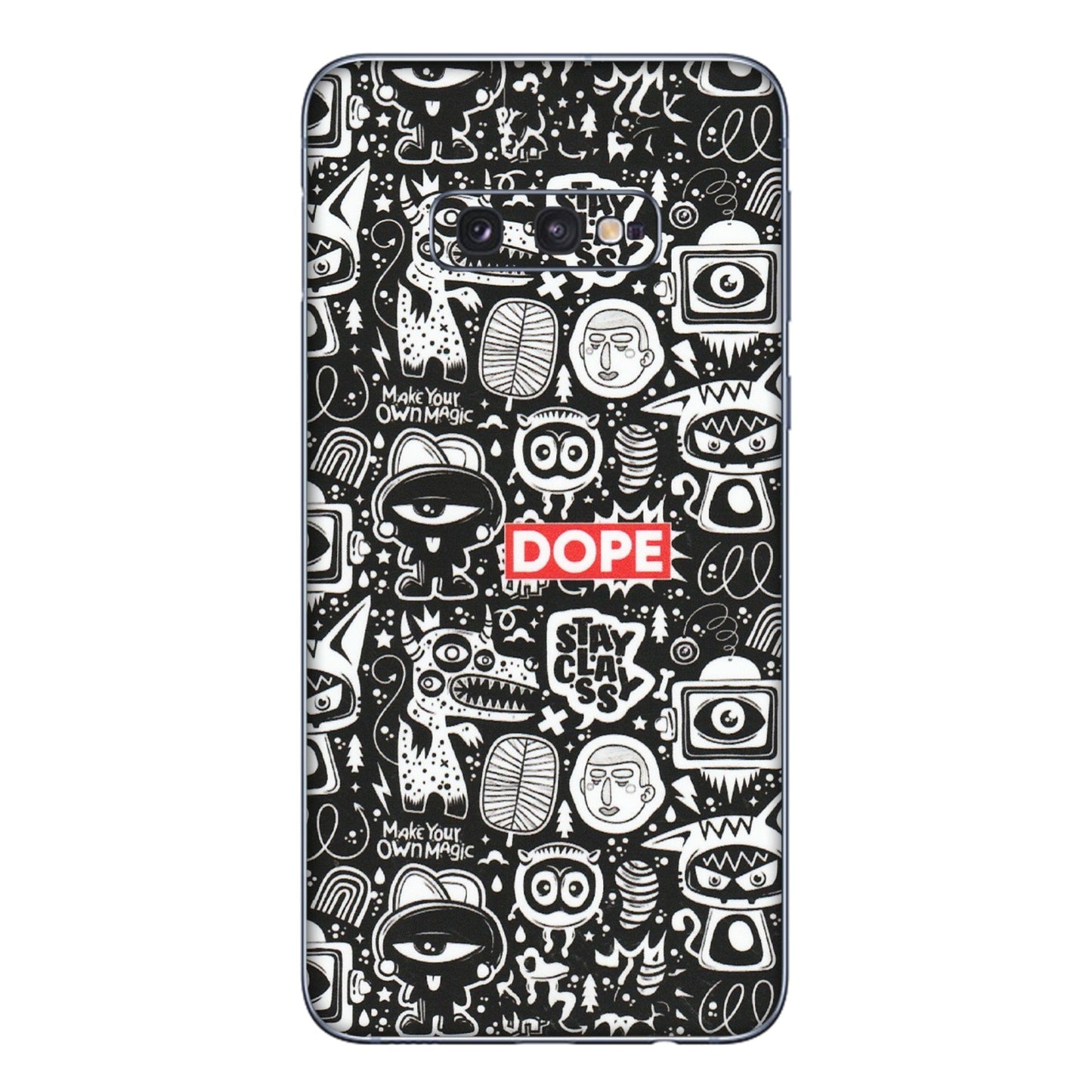 Samsung A/S Series Phone Skins (All Models) - Dope Stay Classy Black Doodles - Matte Finish (M-126) Samsung Galaxy S10E