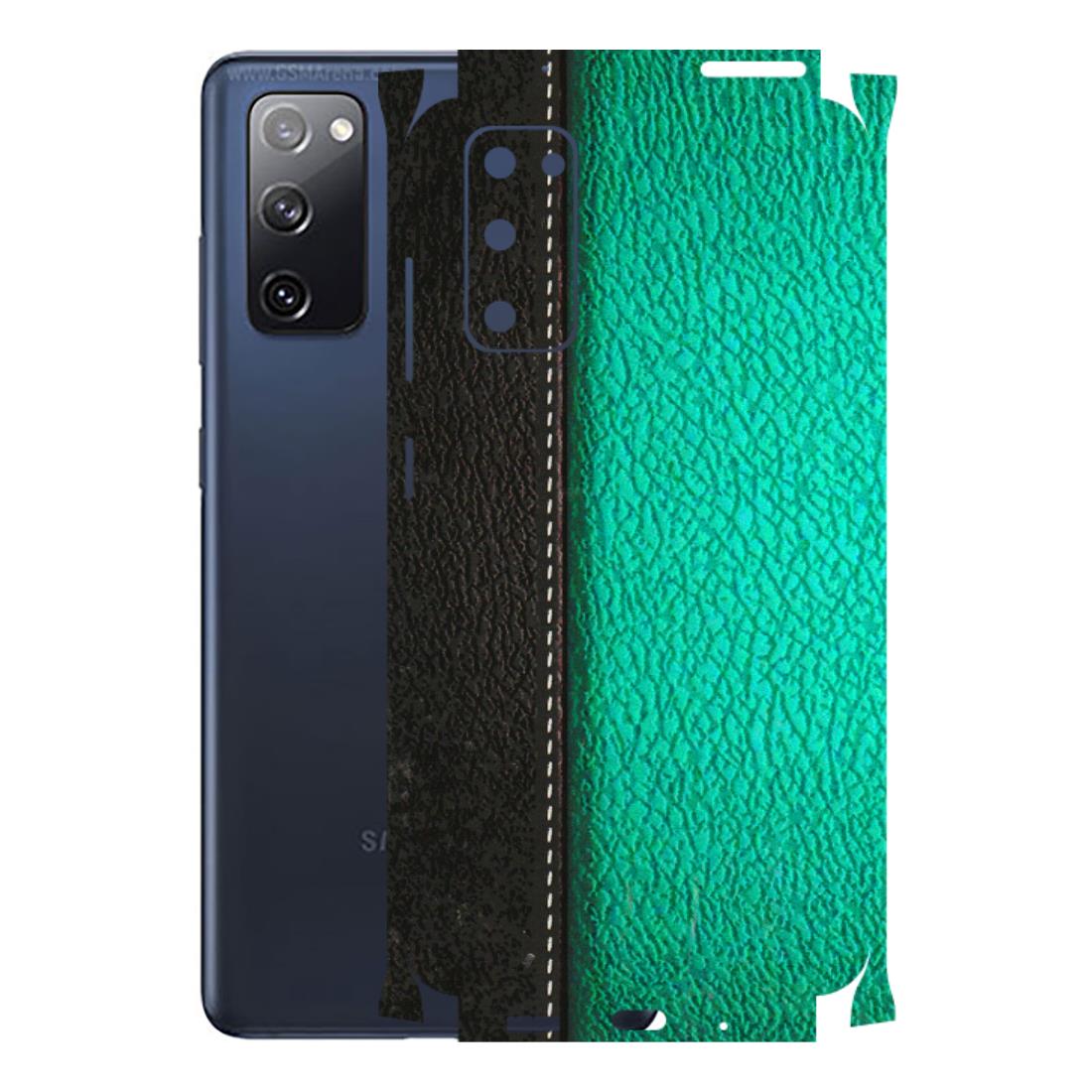 Samsung A/S Series Phone Skins (All Models) - Black Green Dual Leather Stich - 3D Embossed Finish (L-233) Samsung Galaxy S20 FE