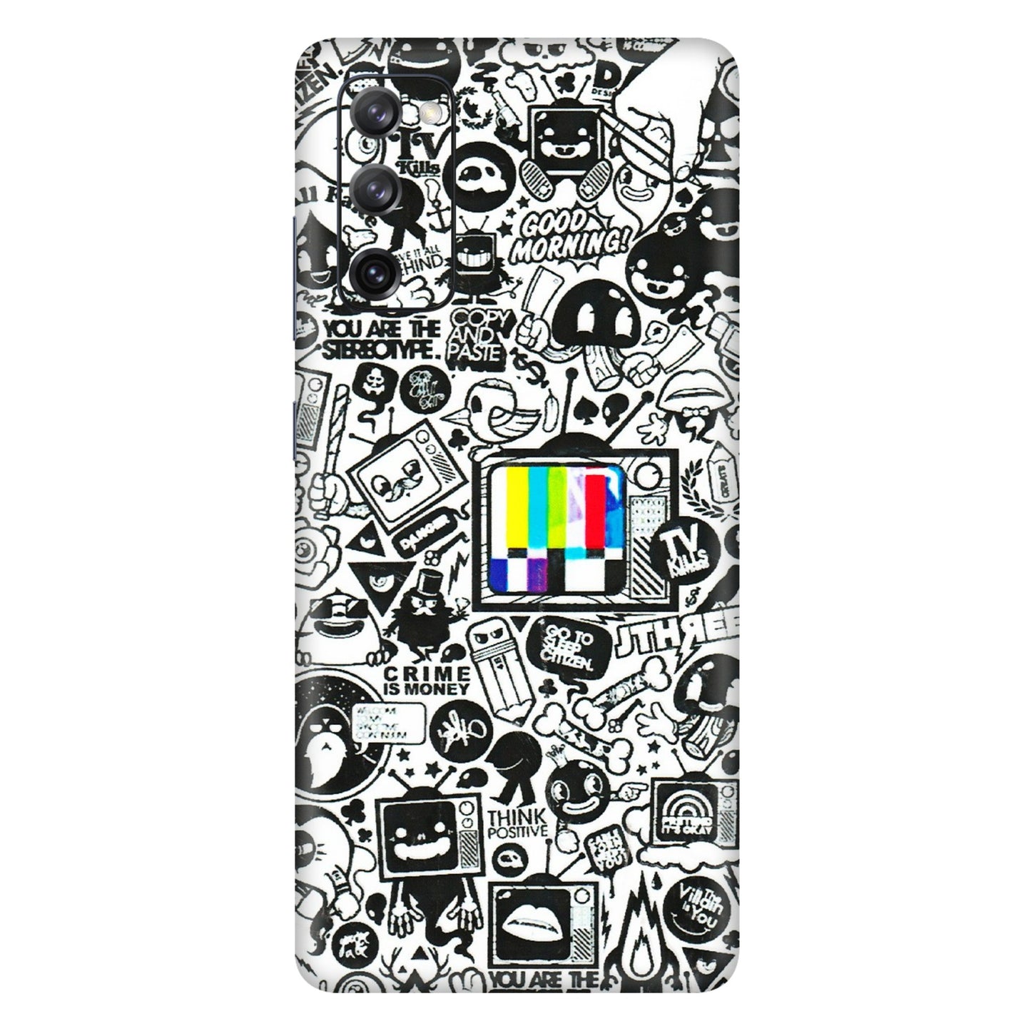 Samsung A/S Series Phone Skins (All Models) - Doodles Positive Art - 3D Embossed Finish (L-263) Samsung Galaxy S20 FE