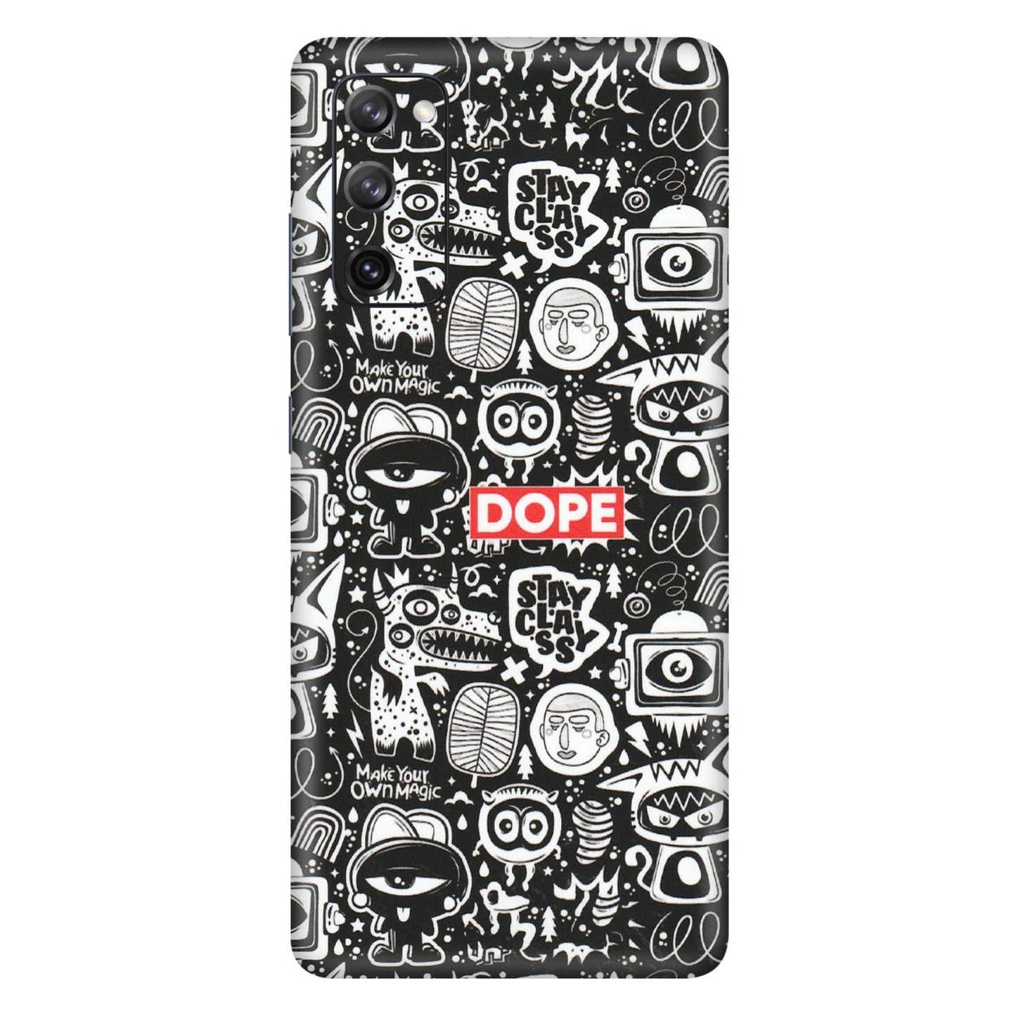 Samsung A/S Series Phone Skins (All Models) - Dope Stay Classy Black Doodles - Matte Finish (M-126) Samsung Galaxy S20 FE