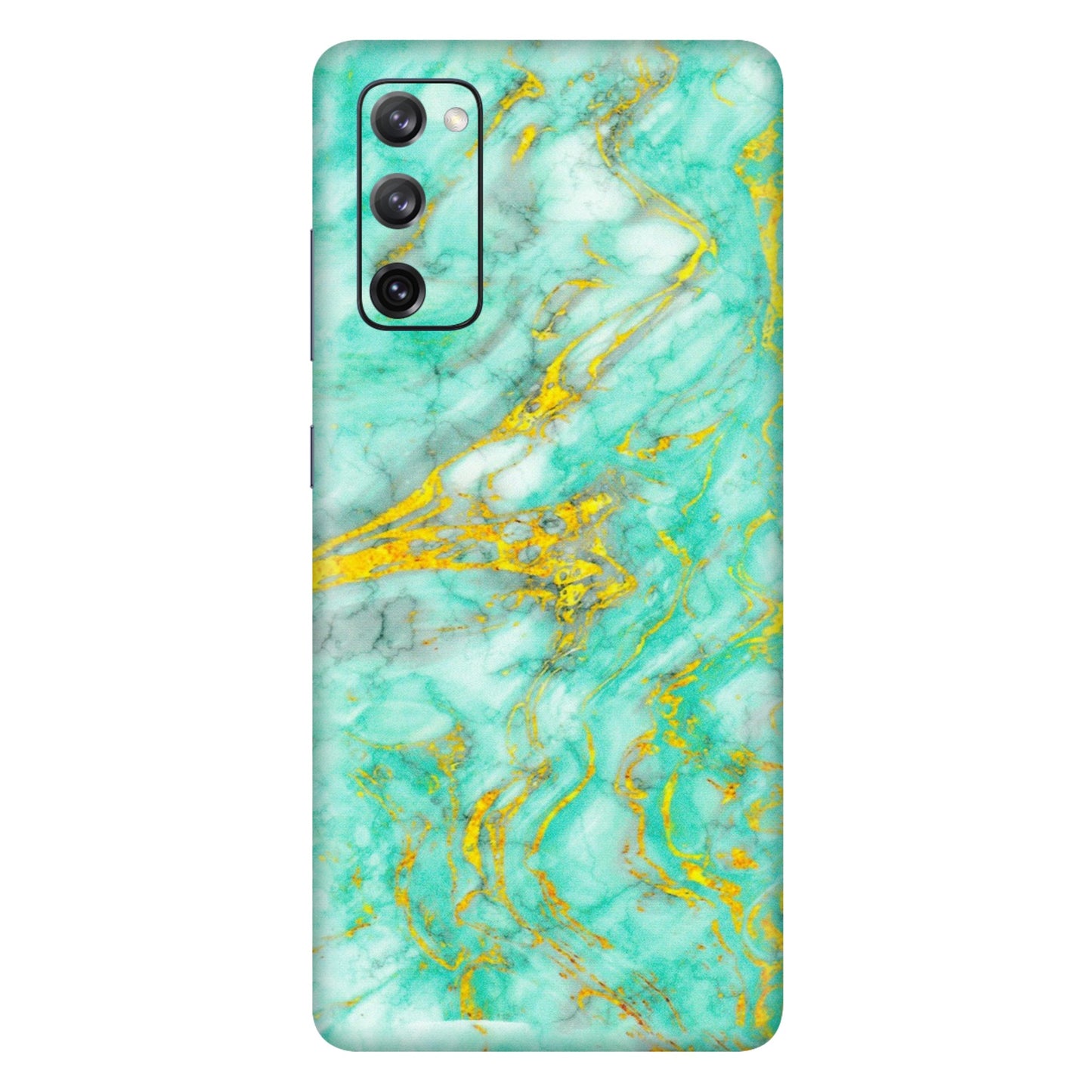 Samsung A/S Series Phone Skins (All Models) - Green And Gold Marble Feel - Matte Finish (M-16) Samsung Galaxy S20 FE