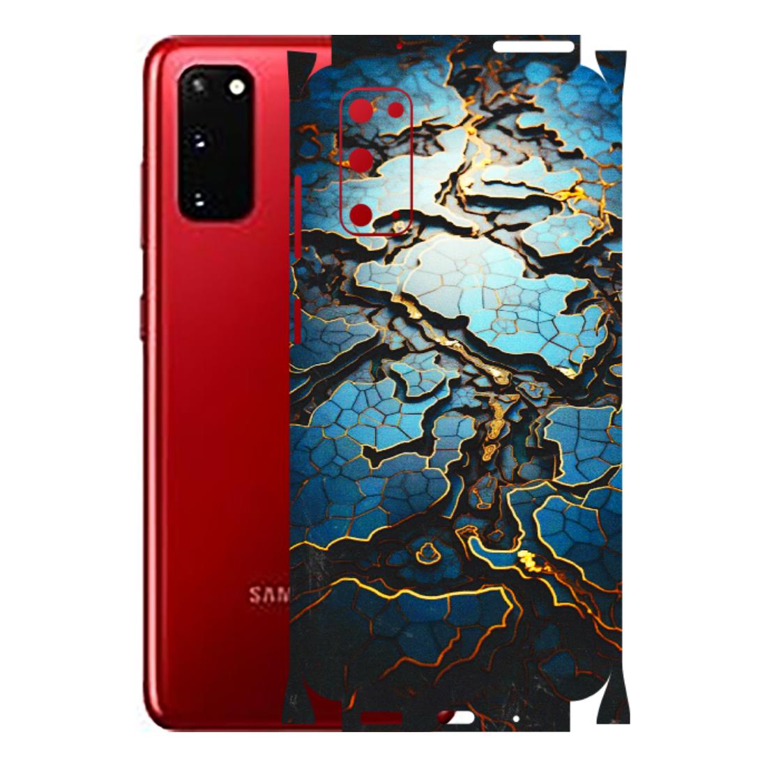 Samsung A/S Series Phone Skins (All Models) - Blue Gold Abstract - 3D Embossed Finish (L-11) Samsung Galaxy S20