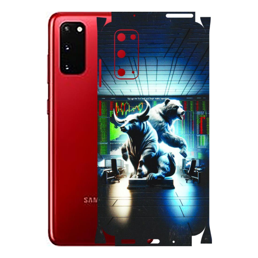 Samsung A/S Series Phone Skins (All Models) - Stock Market Sensex Bear vs Bulls - 3D Embossed Finish (L-15) Samsung Galaxy S20