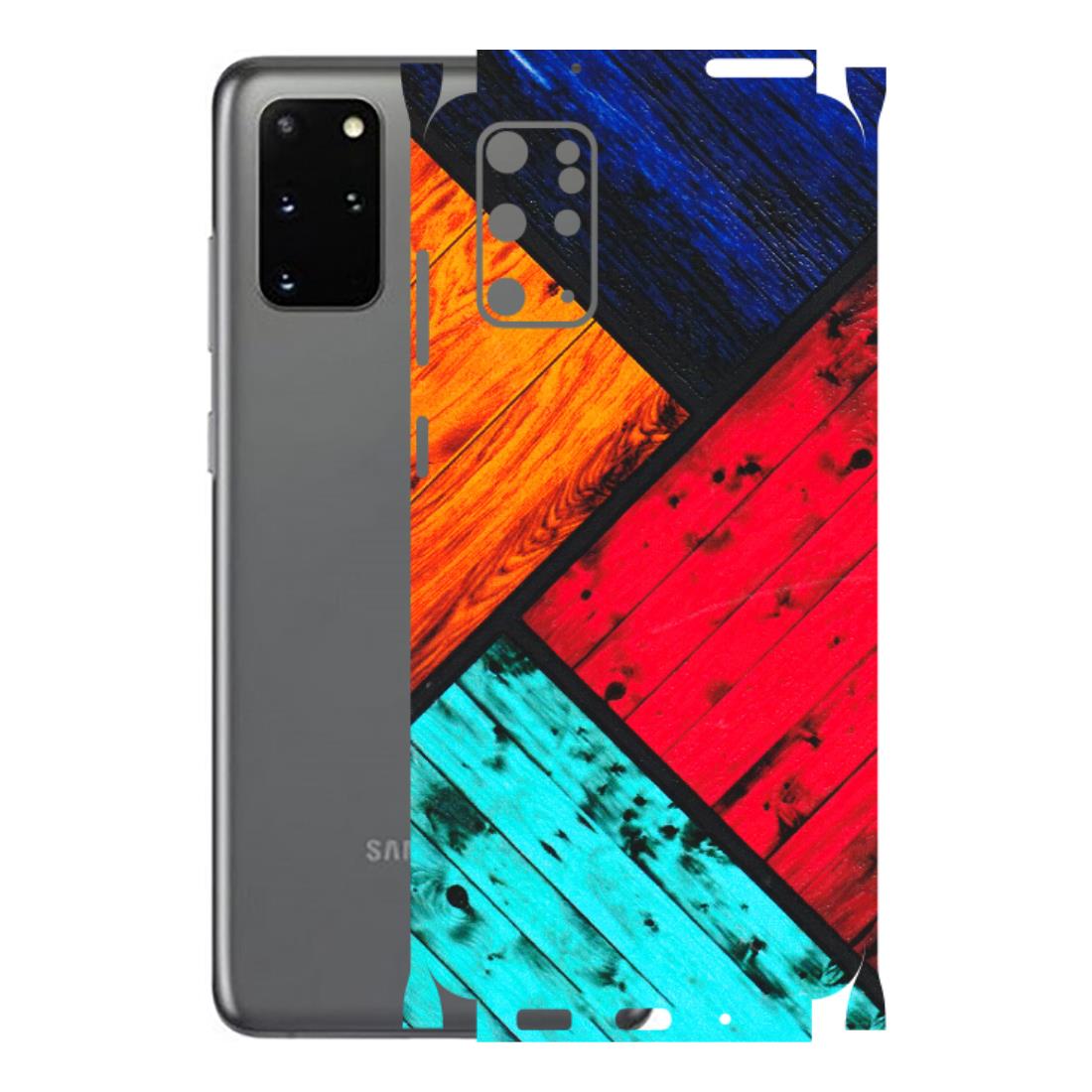 Samsung A/S Series Phone Skins (All Models) - Colourful Wood Panels Abstract - 3D Embossed Finish (L-09) Samsung Galaxy S20 Plus