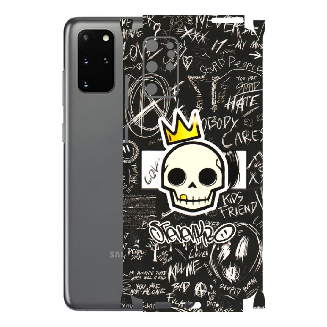 Samsung A/S Series Phone Skins (All Models) - Funny Skull Black Chalk Grafitti - 3D Embossed Finish (L-22) Samsung Galaxy S20 Plus