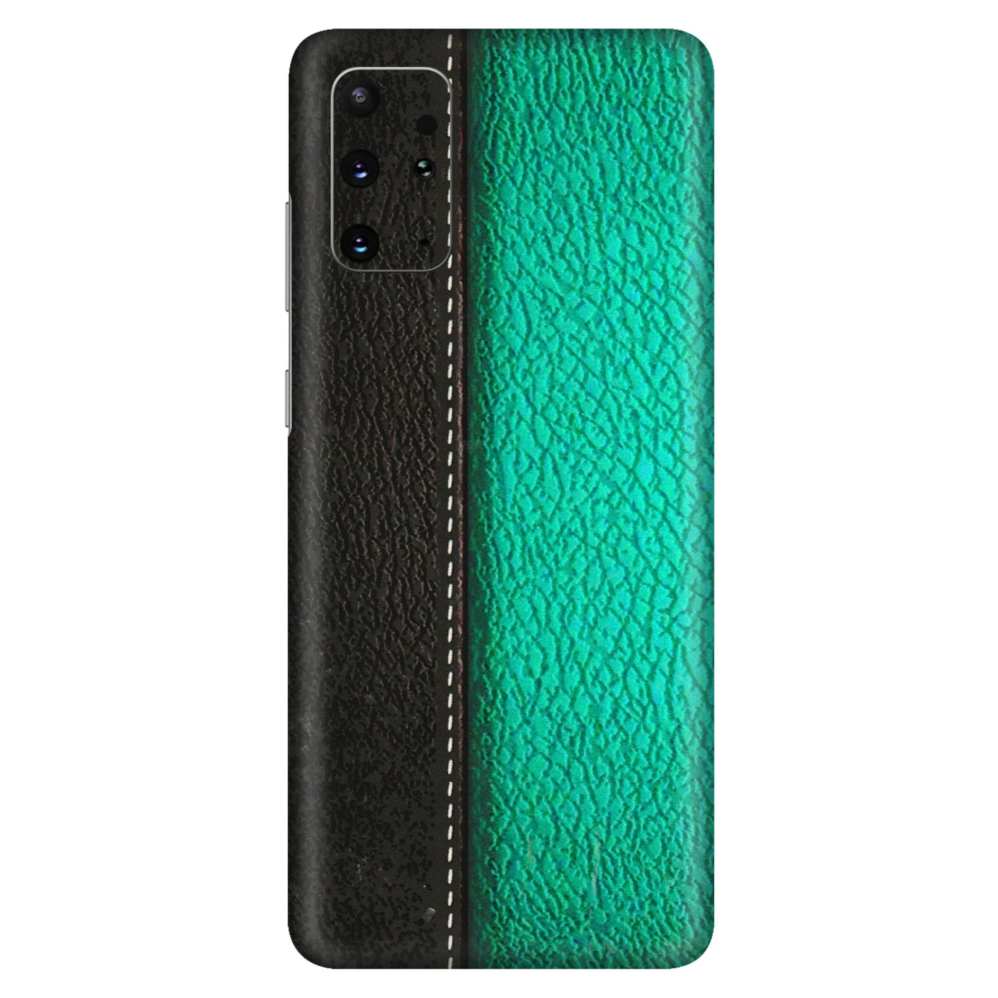 Samsung A/S Series Phone Skins (All Models) - Black Green Dual Leather Stich - 3D Embossed Finish (L-233) Samsung Galaxy S20 Plus