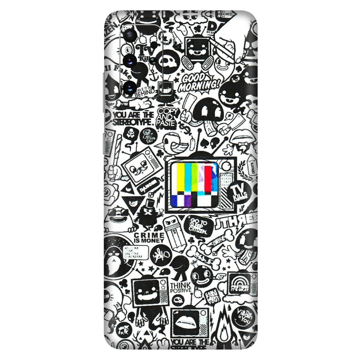 Samsung A/S Series Phone Skins (All Models) - Doodles Positive Art - 3D Embossed Finish (L-263) Samsung Galaxy S20 Plus