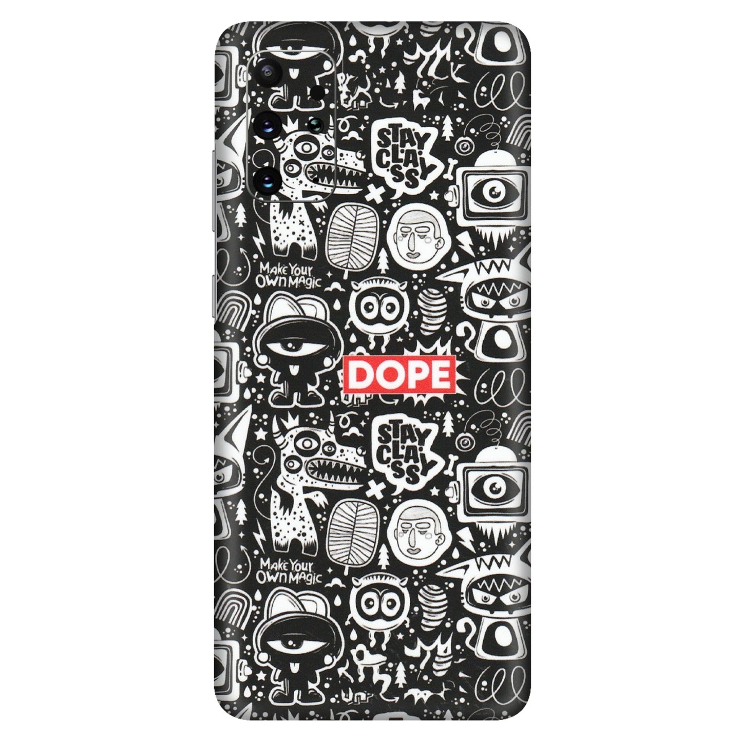 Samsung A/S Series Phone Skins (All Models) - Dope Stay Classy Black Doodles - Matte Finish (M-126) Samsung Galaxy S20 Plus