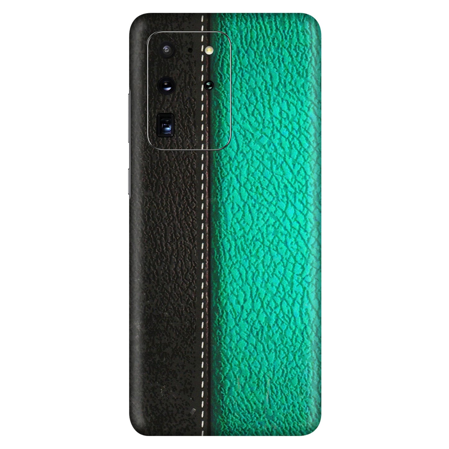 Samsung A/S Series Phone Skins (All Models) - Black Green Dual Leather Stich - 3D Embossed Finish (L-233) Samsung Galaxy S20 Ultra