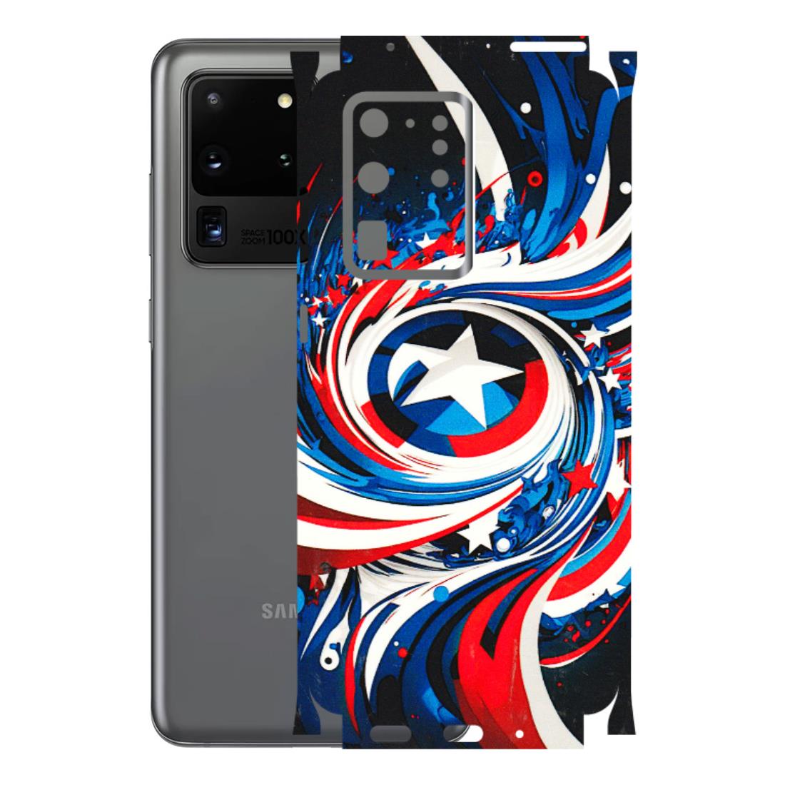 Samsung A/S Series Phone Skins (All Models) - Captain America Logo - 3D Embossed Finish (L-307) Samsung Galaxy S20 Ultra