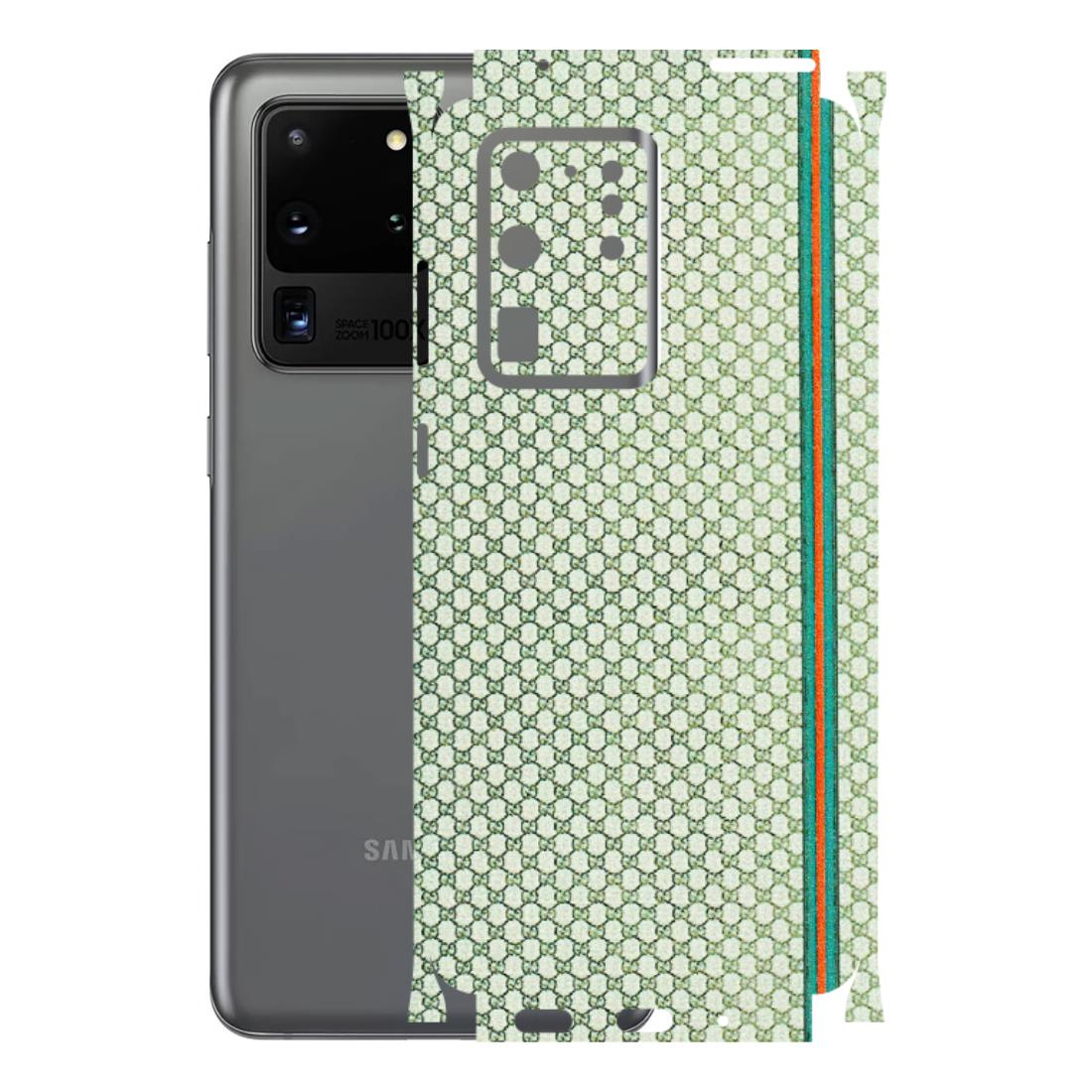 Samsung A/S Series Phone Skins (All Models) - Gucci Fabric Pattern - 3D Embossed Finish (L-73) Samsung Galaxy S20 Ultra