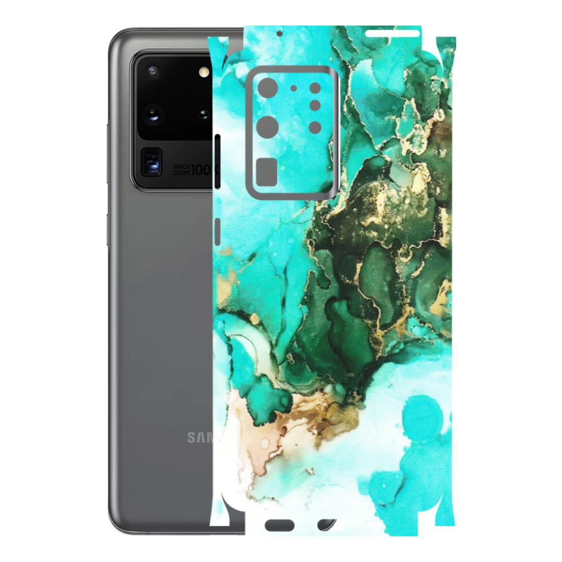 Samsung A/S Series Phone Skins (All Models) - The Blue Gold Marble - Matte Finish (M-124) Samsung Galaxy S20 Ultra