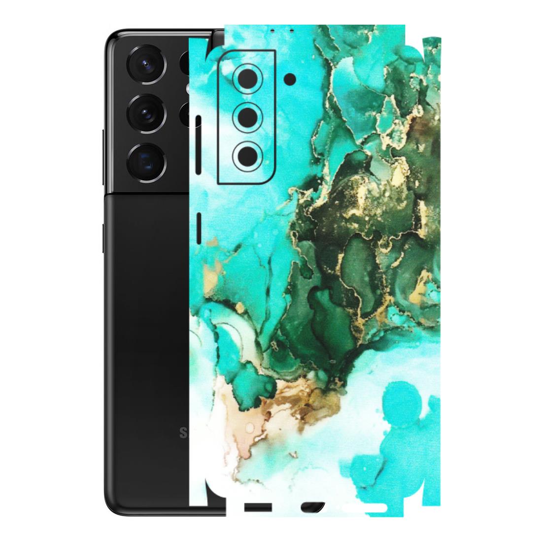 Samsung A/S Series Phone Skins (All Models) - The Blue Gold Marble - Matte Finish (M-124) Samsung Galaxy S21 5G