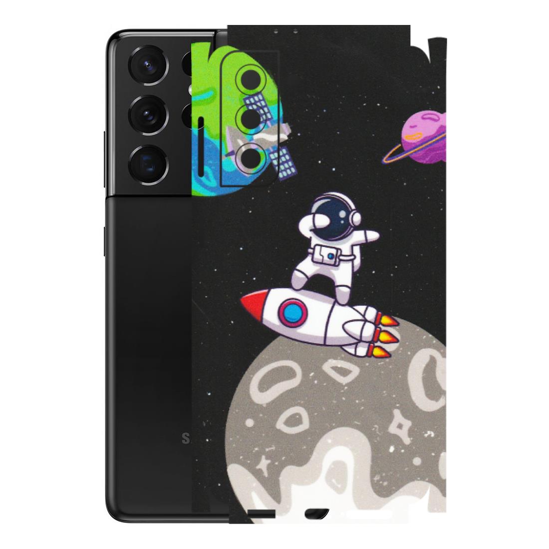 Samsung A/S Series Phone Skins (All Models) - Astronaut Vibing Toon Running - Matte Finish (M-39) Samsung Galaxy S21 5G