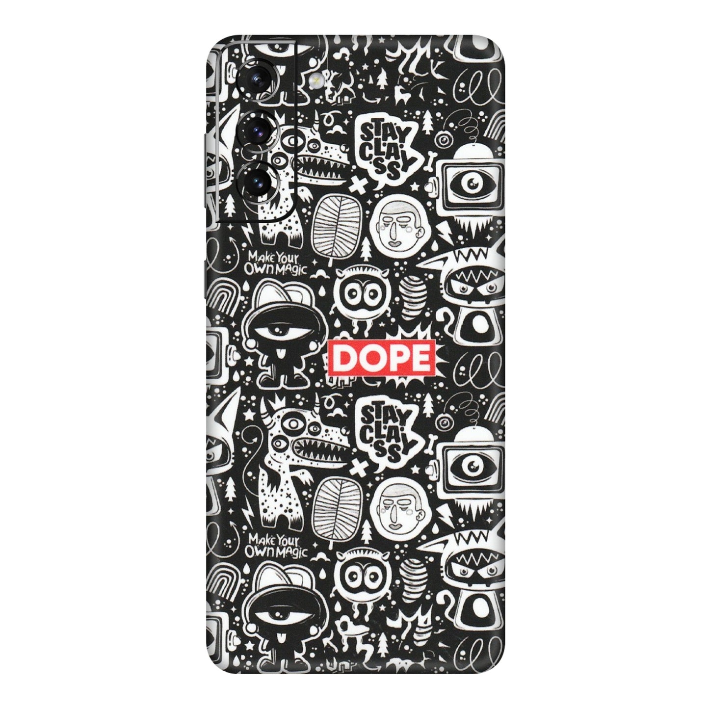Samsung A/S Series Phone Skins (All Models) - Dope Stay Classy Black Doodles - Matte Finish (M-126) Samsung Galaxy S21 5G