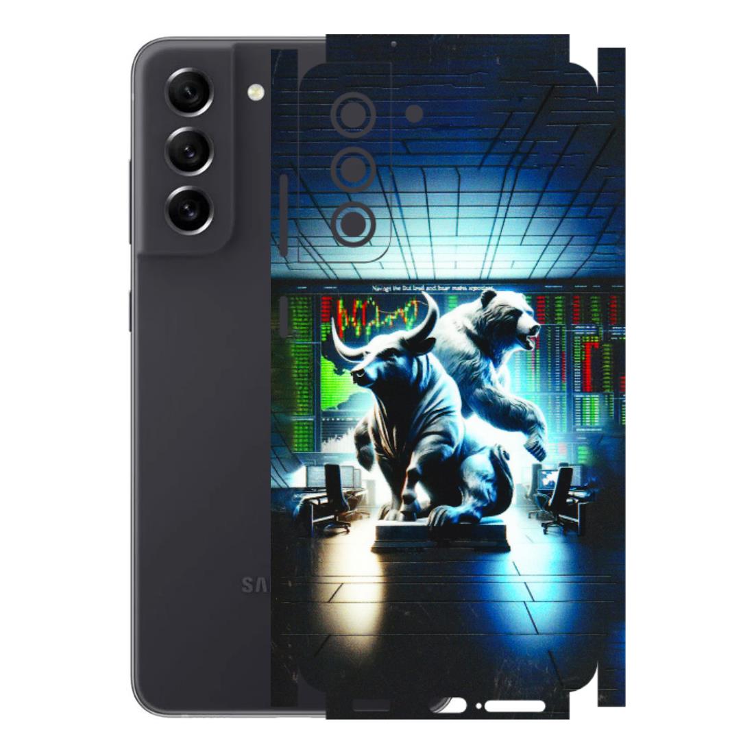 Samsung A/S Series Phone Skins (All Models) - Stock Market Sensex Bear vs Bulls - 3D Embossed Finish (L-15) Samsung Galaxy S21 FE 5G