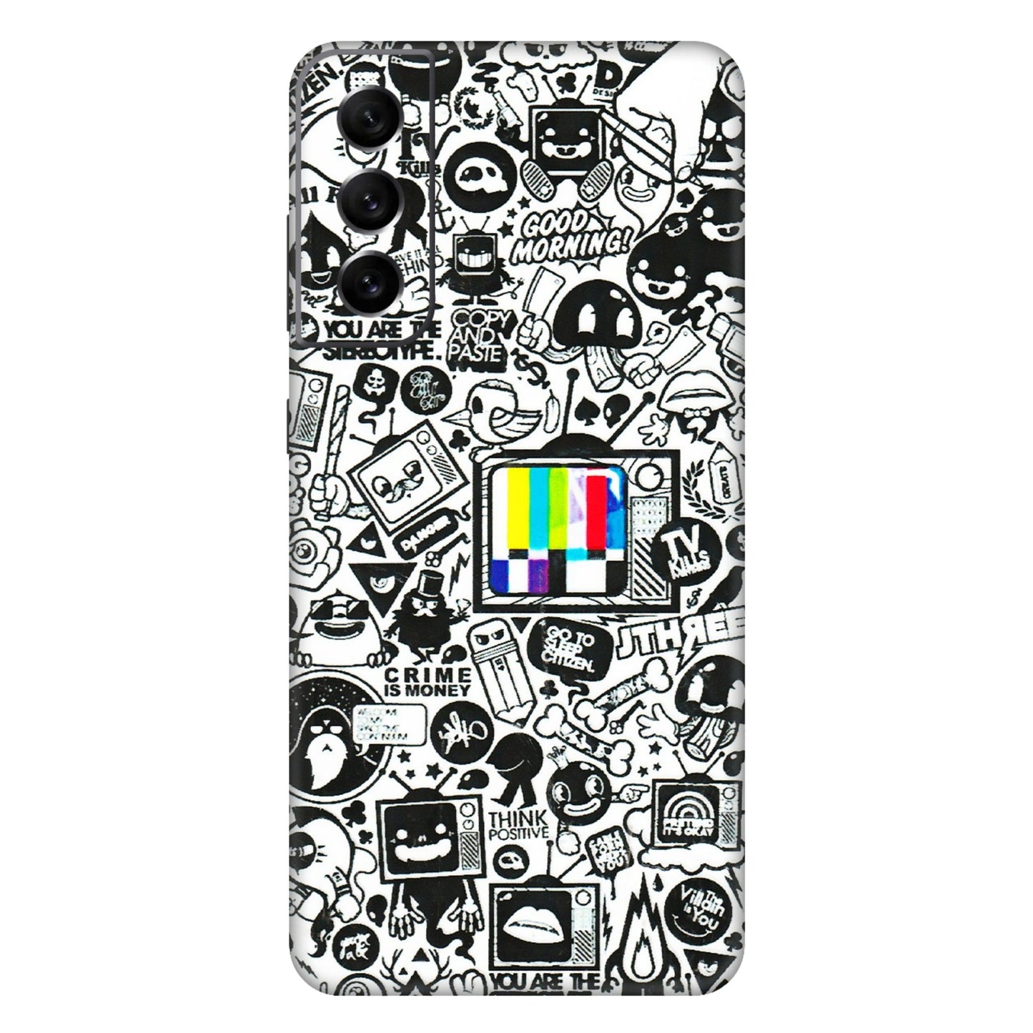 Samsung A/S Series Phone Skins (All Models) - Doodles Positive Art - 3D Embossed Finish (L-263) Samsung Galaxy S21 FE 5G