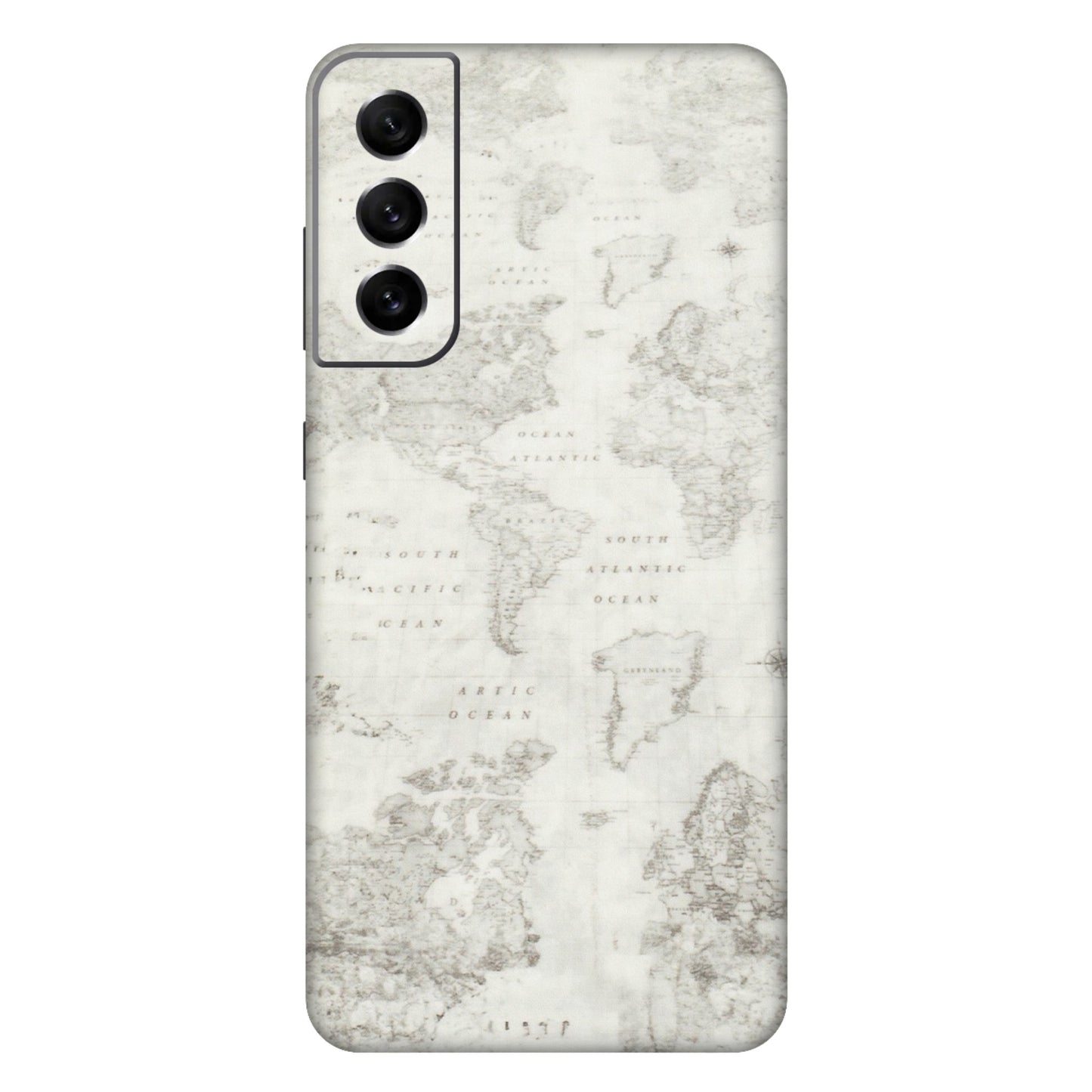 Samsung A/S Series Phone Skins (All Models) - World Travel Map - Transparent Finish (T-04) Samsung Galaxy S21 FE 5G