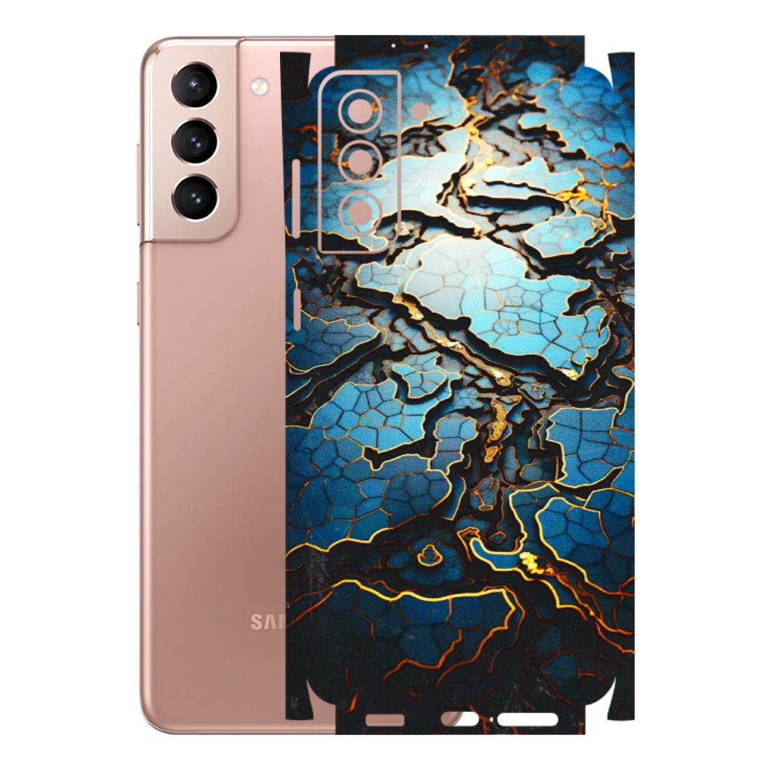 Samsung A/S Series Phone Skins (All Models) - Blue Gold Abstract - 3D Embossed Finish (L-11) Samsung Galaxy S21 Plus 5G