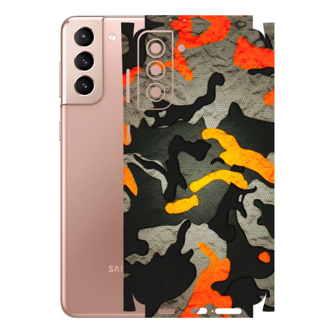 Samsung A/S Series Phone Skins (All Models) - Orange Camouflage - 3D Embossed Finish (L-204) Samsung Galaxy S21 Plus 5G