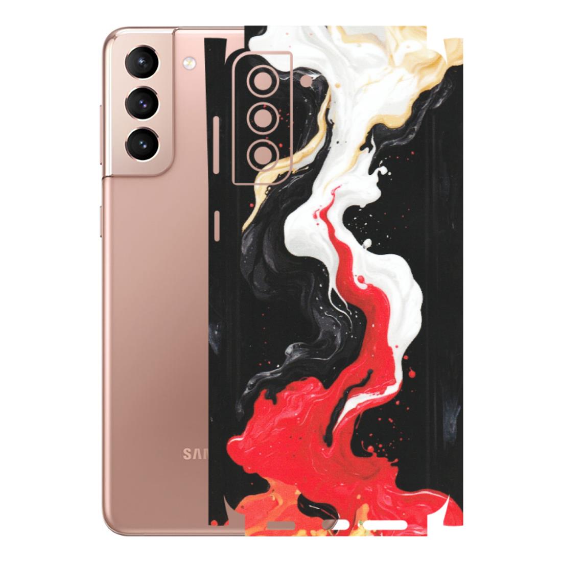 Samsung A/S Series Phone Skins (All Models) - Black Red White Paint Splash Fusion - Matte Finish (M-56) Samsung Galaxy S21 Plus 5G