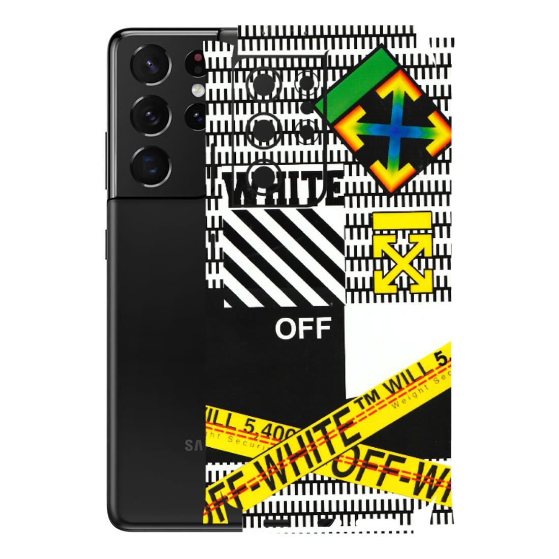 Samsung A/S Series Phone Skins (All Models) - White Off Abstract - 3D Embossed Finish (L-172) Samsung Galaxy S21 Ultra 5G