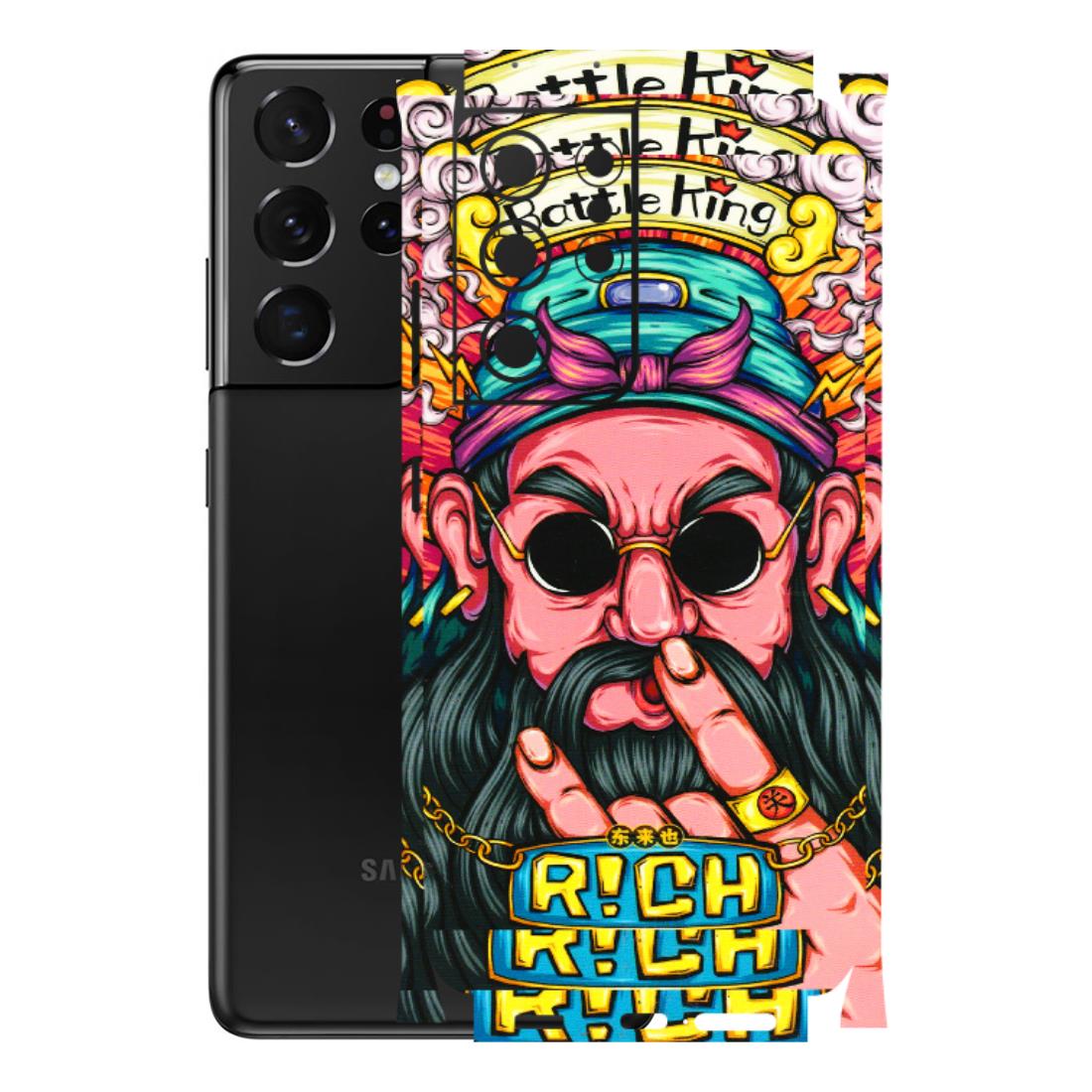Samsung A/S Series Phone Skins (All Models) - Battle King Dude Face - 3D Embossed Finish (L-178) Samsung Galaxy S21 Ultra 5G