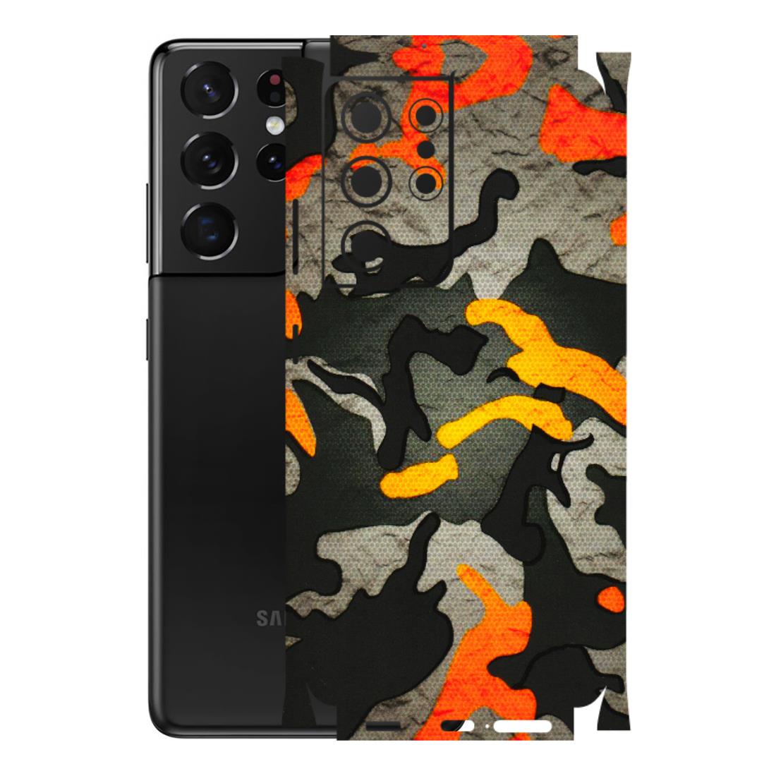 Samsung A/S Series Phone Skins (All Models) - Orange Camouflage - 3D Embossed Finish (L-204) Samsung Galaxy S21 Ultra 5G