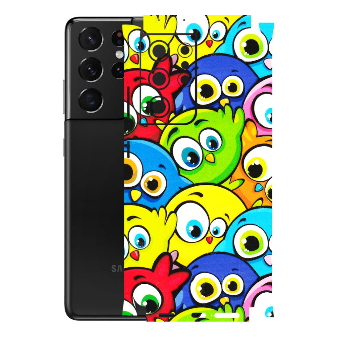 Samsung A/S Series Phone Skins (All Models) - Cute Fluffy Birds - 3D Embossed Finish (L-213) Samsung Galaxy S21 Ultra 5G