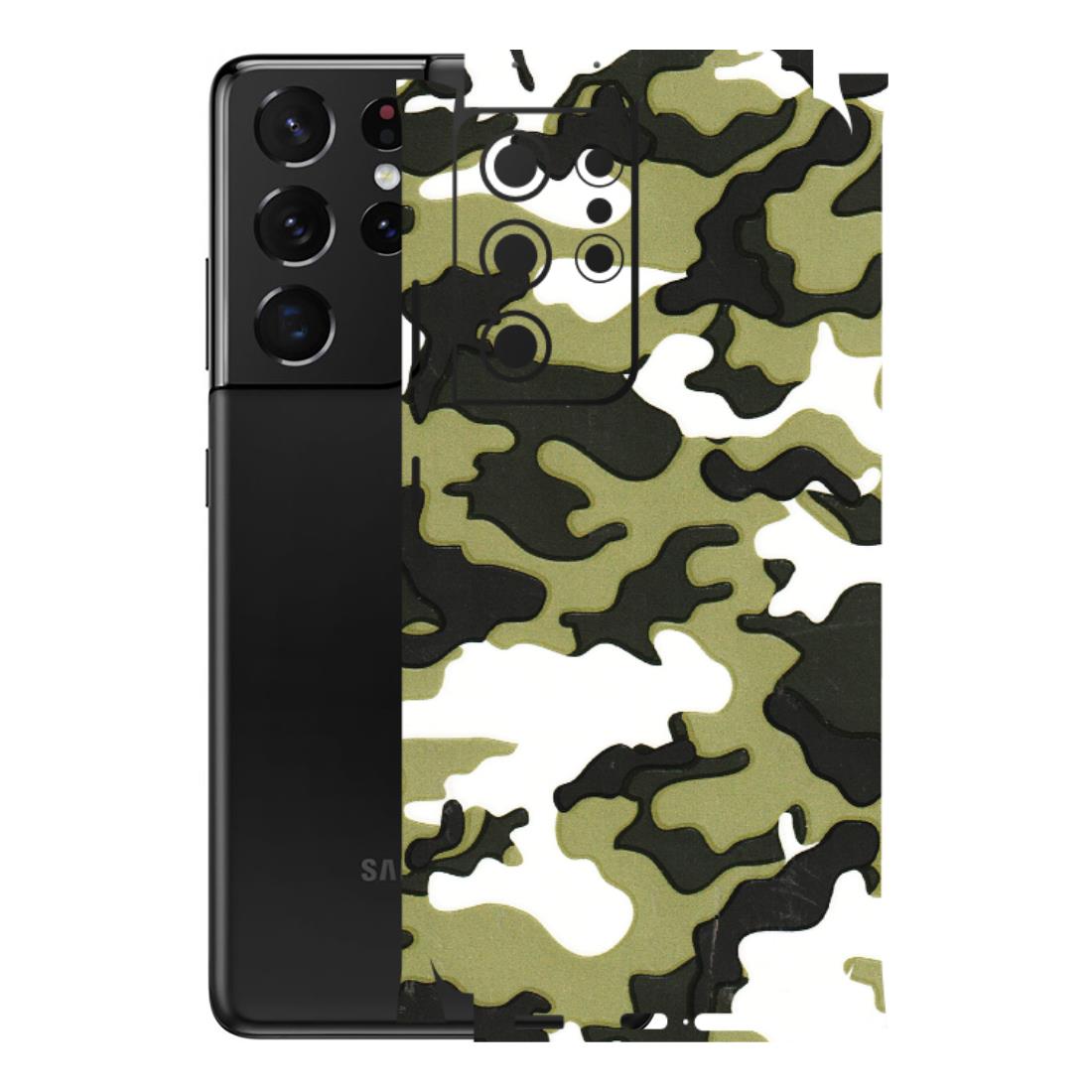 Samsung A/S Series Phone Skins (All Models) - Camouflages White And Green - 3D Embossed Finish (L-243) Samsung Galaxy S21 Ultra 5G