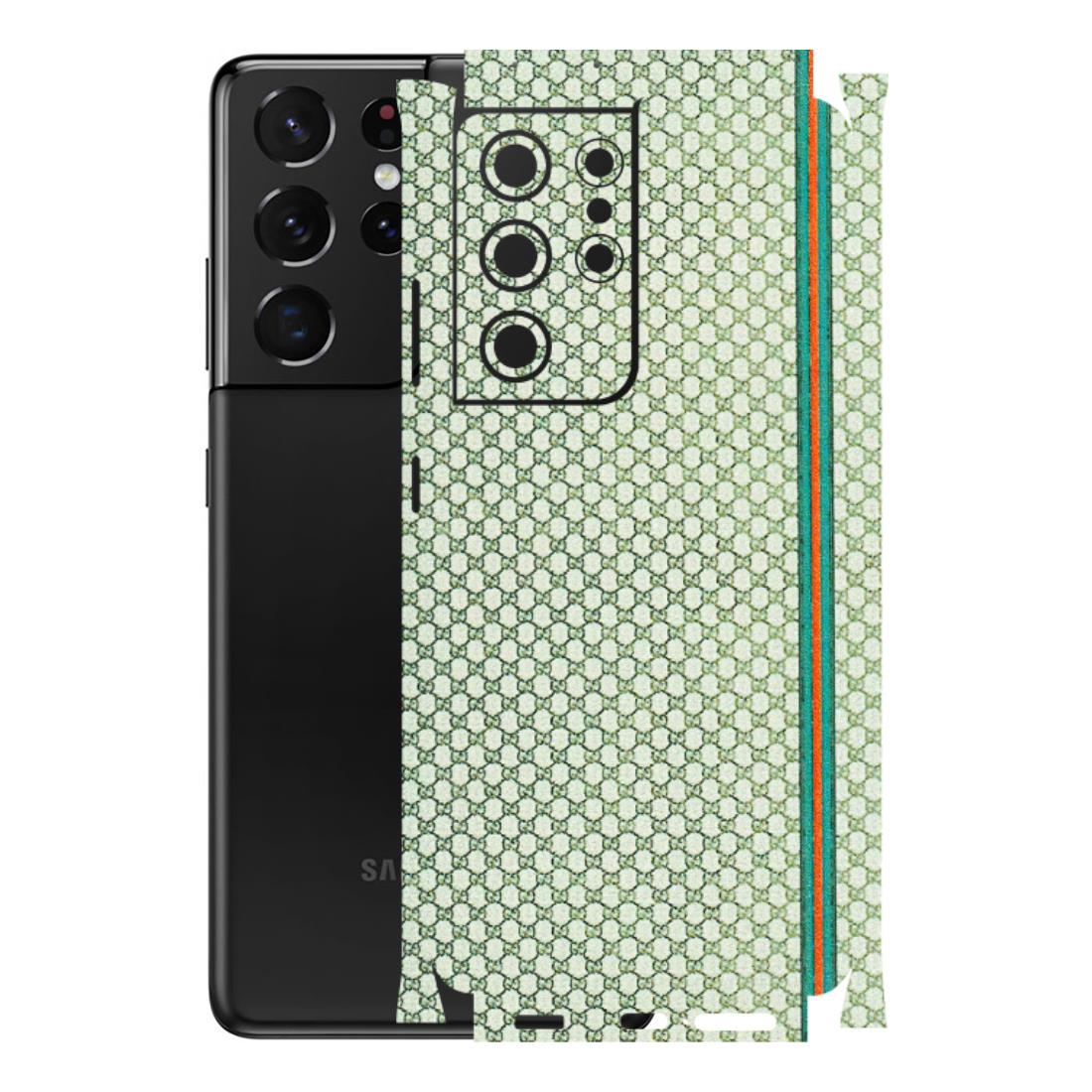 Samsung A/S Series Phone Skins (All Models) - Gucci Fabric Pattern - 3D Embossed Finish (L-73) Samsung Galaxy S21 Ultra 5G