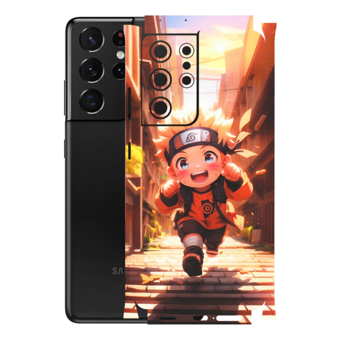 Samsung A/S Series Phone Skins (All Models) - Naruto Cute Toon Running - Matte Finish (M-04) Samsung Galaxy S21 Ultra 5G