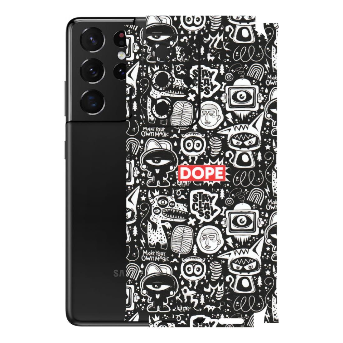 Samsung A/S Series Phone Skins (All Models) - Dope Stay Classy Black Doodles - Matte Finish (M-126) Samsung Galaxy S21 Ultra 5G