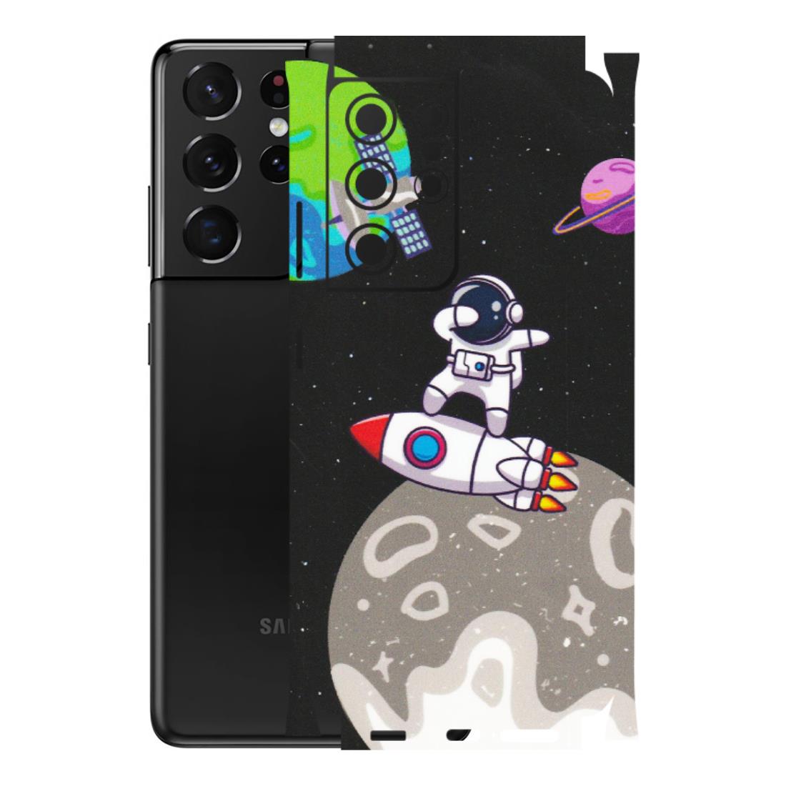 Samsung A/S Series Phone Skins (All Models) - Astronaut Vibing Toon Running - Matte Finish (M-39) Samsung Galaxy S21 Ultra 5G