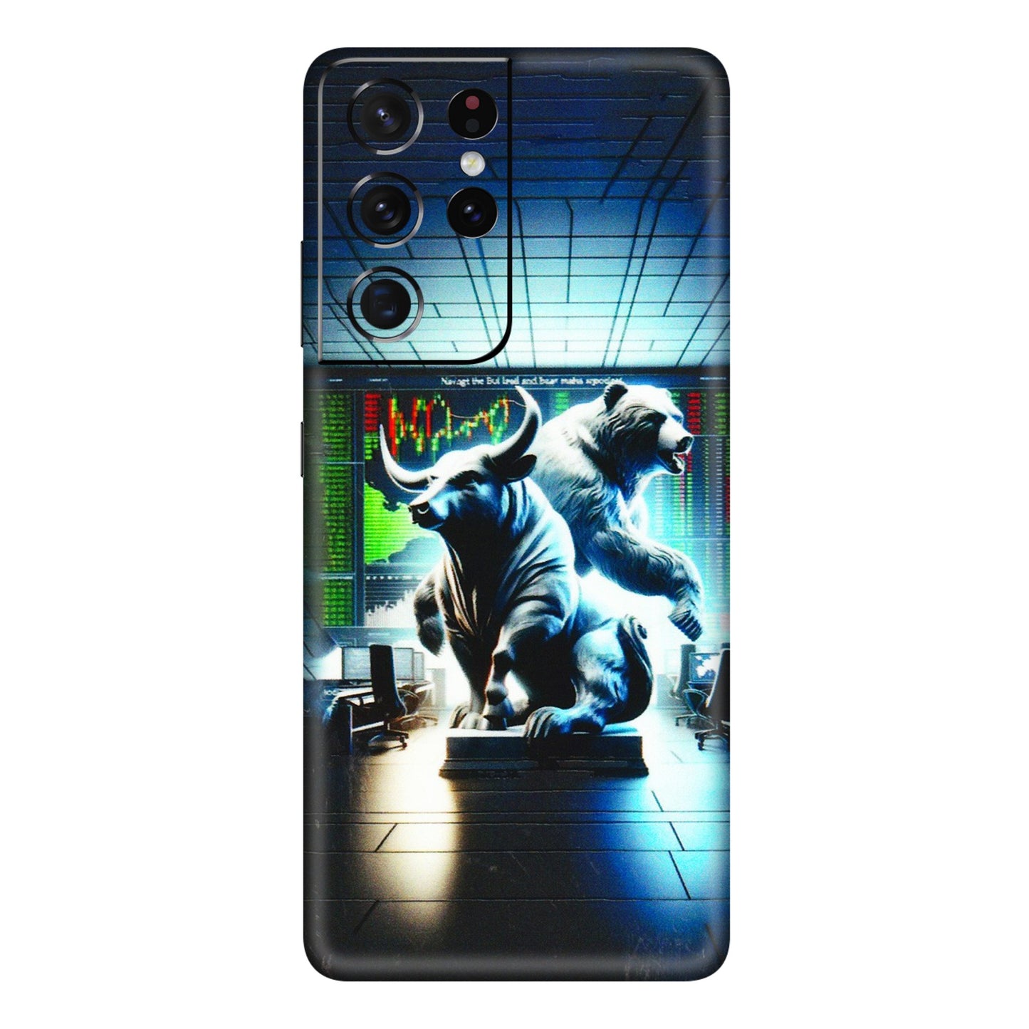 Samsung A/S Series Phone Skins (All Models) - Stock Market Sensex Bear vs Bulls - 3D Embossed Finish (L-15) Samsung Galaxy S21 Ultra 5G