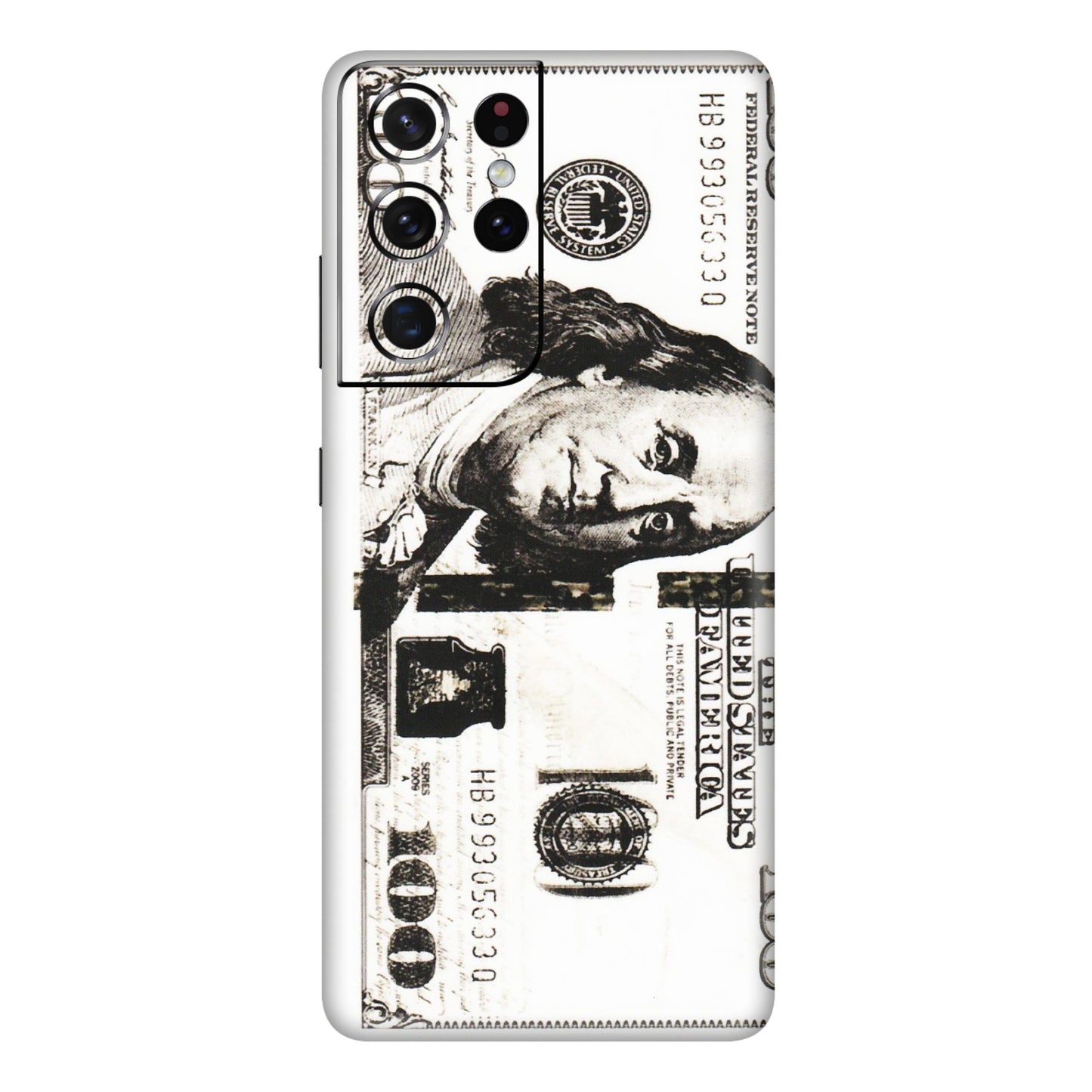 Samsung A/S Series Phone Skins (All Models) - 100 Dollar Currency - Transparent Finish (T-01) Samsung Galaxy S21 Ultra 5G