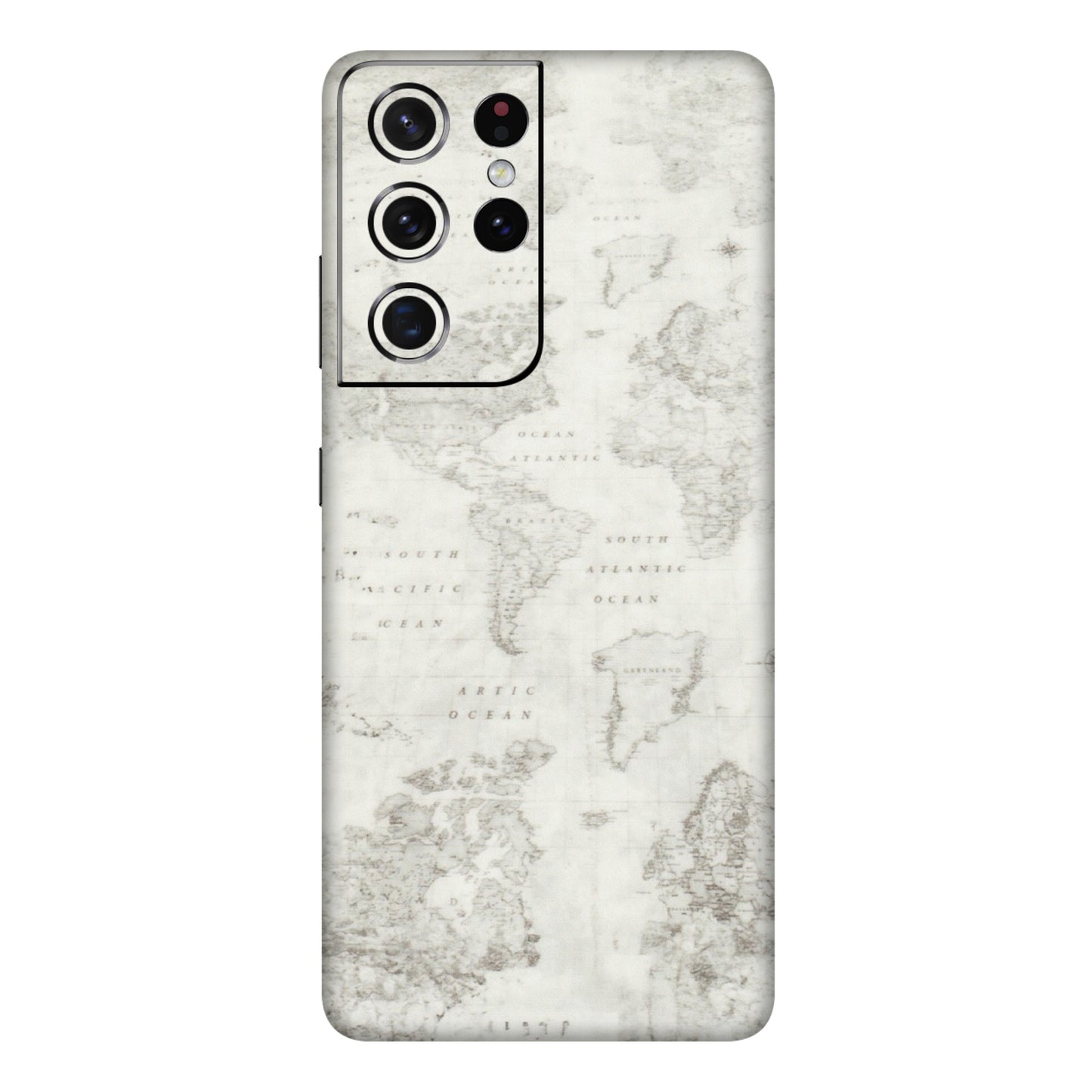 Samsung A/S Series Phone Skins (All Models) - World Travel Map - Transparent Finish (T-04) Samsung Galaxy S21 Ultra 5G