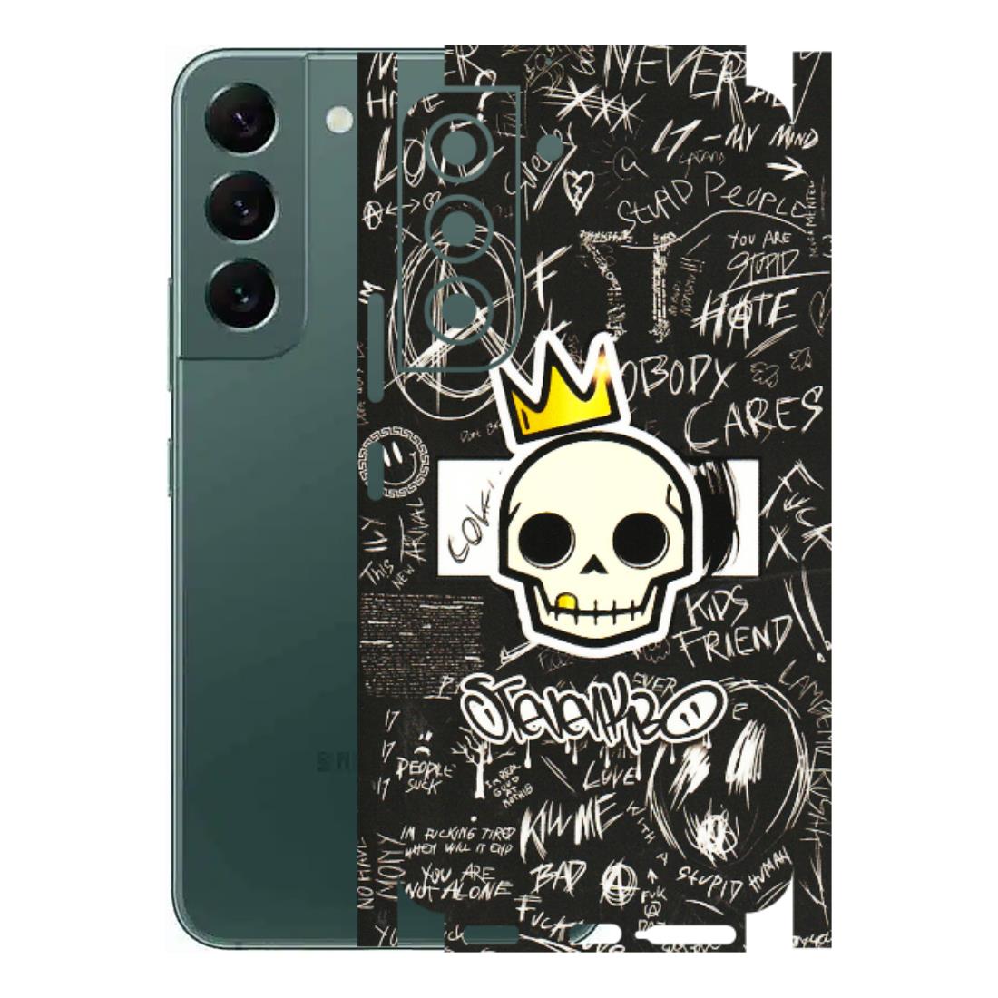 Samsung A/S Series Phone Skins (All Models) - Funny Skull Black Chalk Grafitti - 3D Embossed Finish (L-22) Samsung Galaxy S22