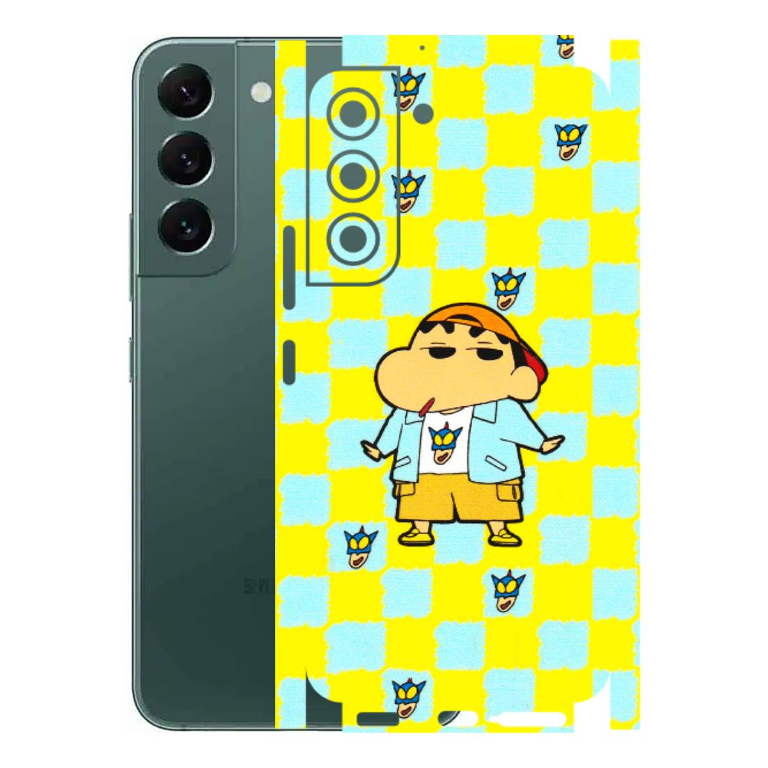 Samsung A/S Series Phone Skins (All Models) - Yellow Blue Shinchan Cute - 3D Embossed Finish (L-221) Samsung Galaxy S22