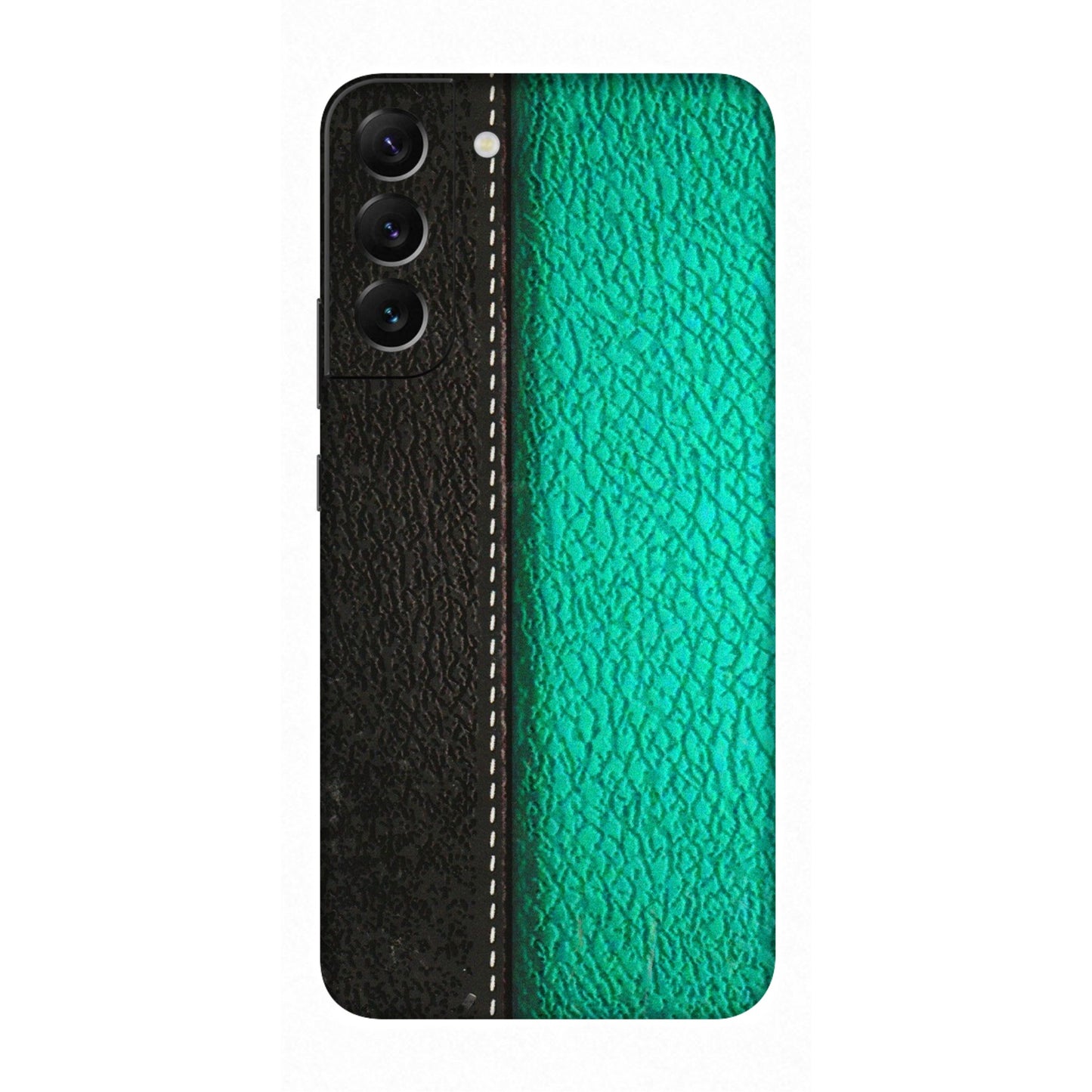 Samsung A/S Series Phone Skins (All Models) - Black Green Dual Leather Stich - 3D Embossed Finish (L-233) Samsung Galaxy S22